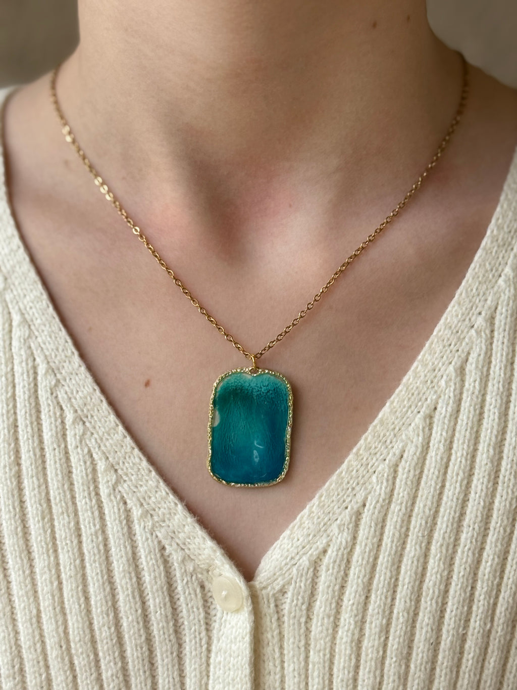 Aqua Mist Gold Necklace