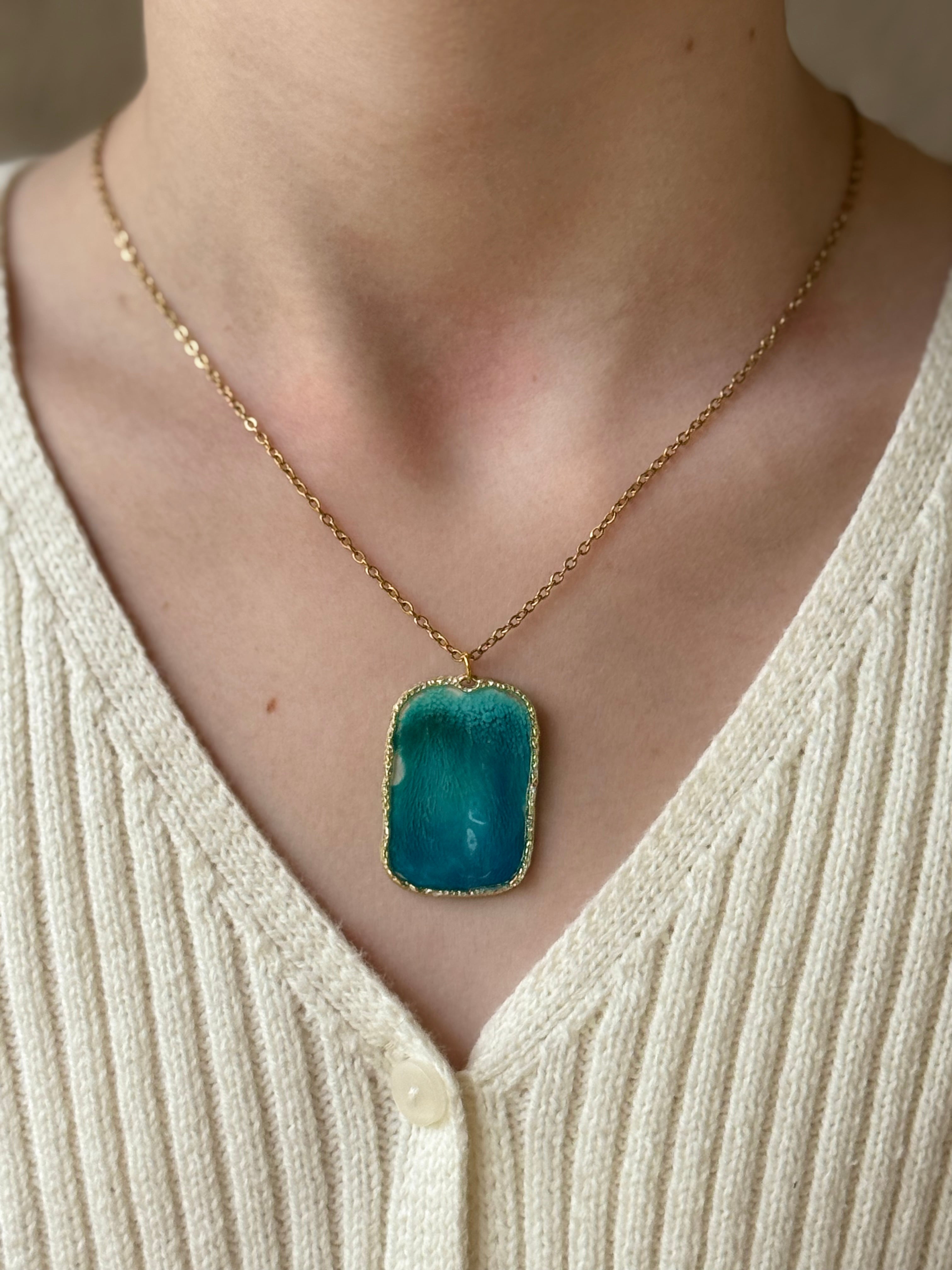 Aqua Mist Gold Necklace