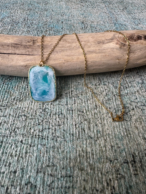 Aqua Mist Gold Necklace