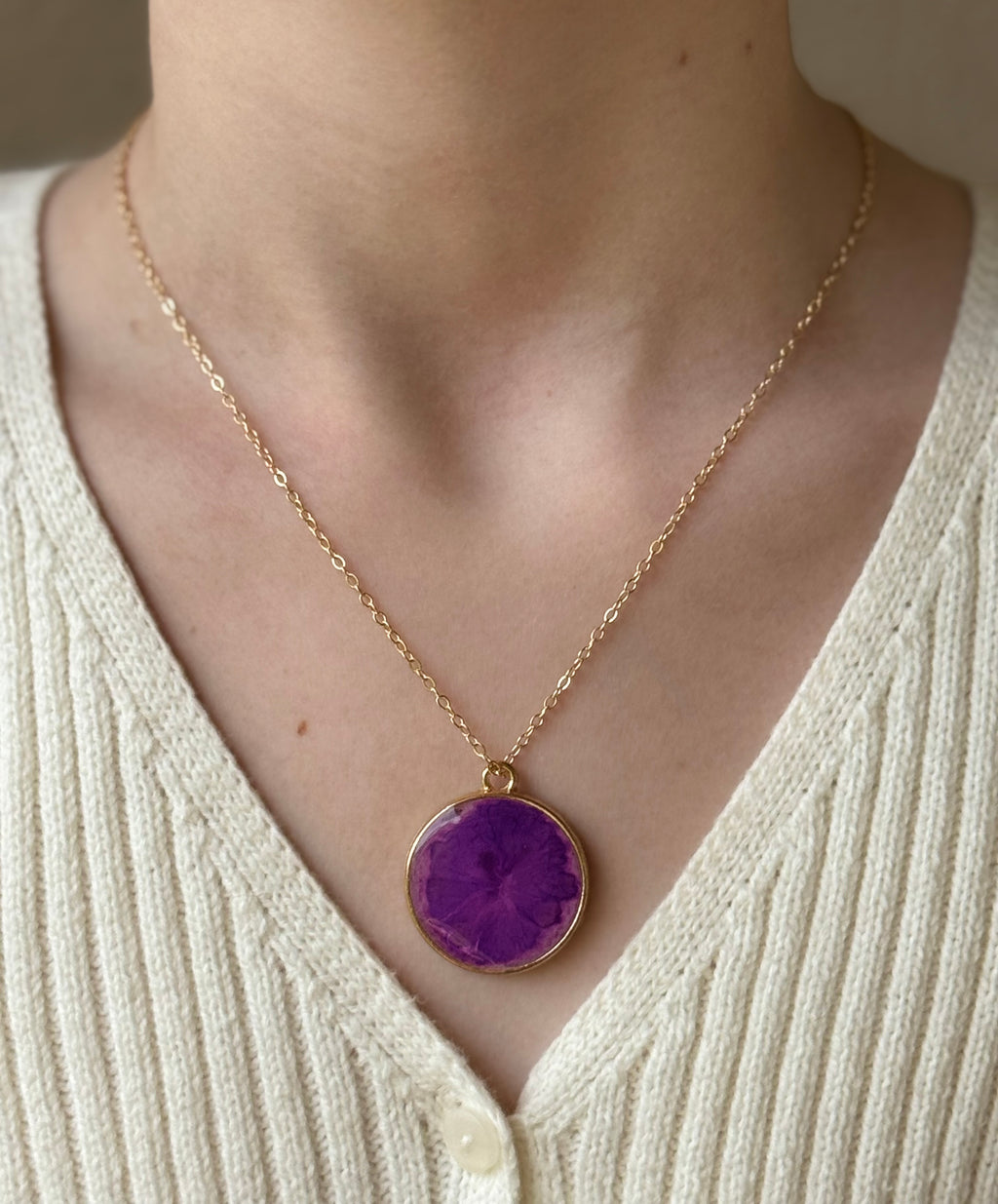 Violet Burst Gold Necklace