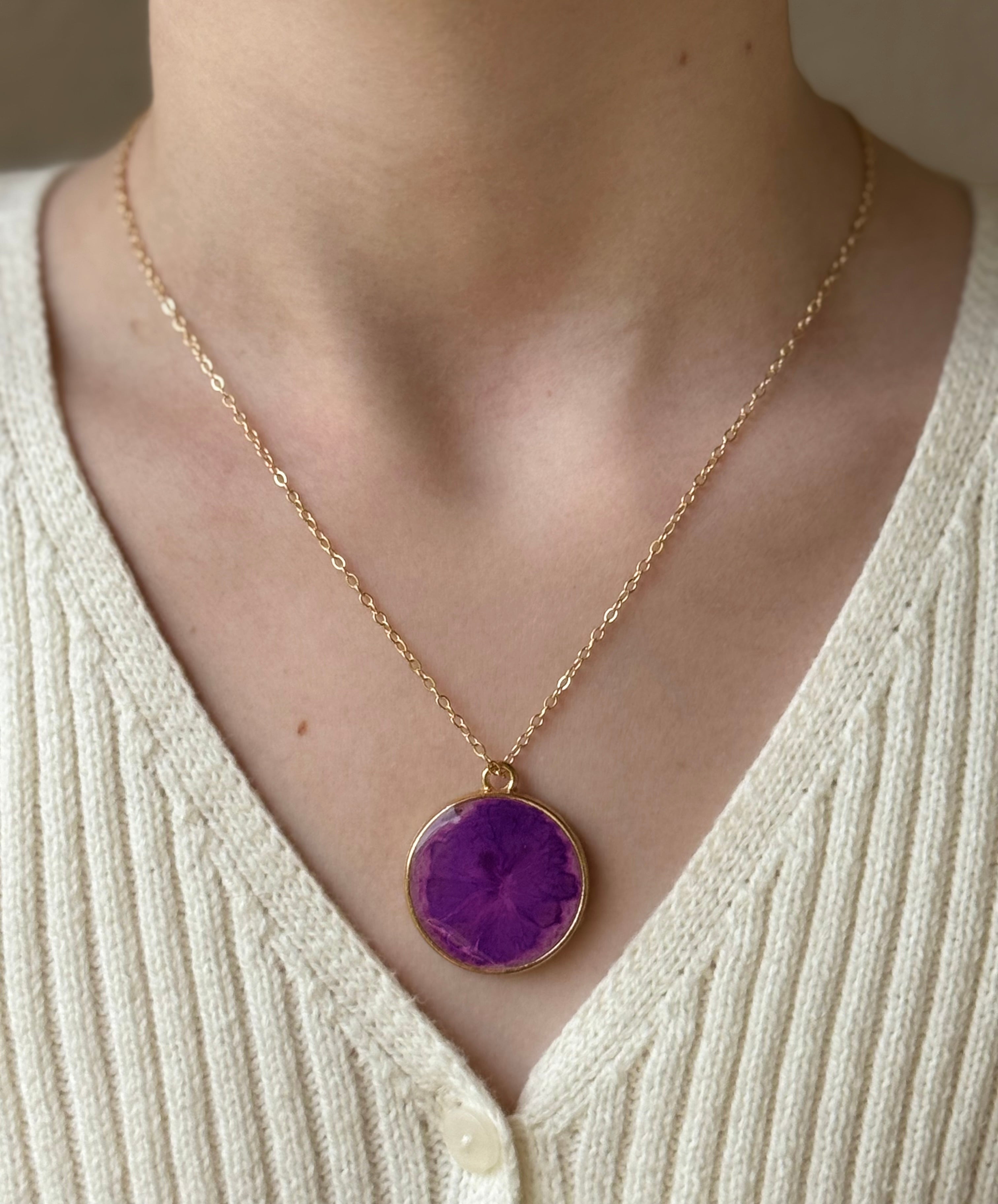 Violet Burst Gold Necklace