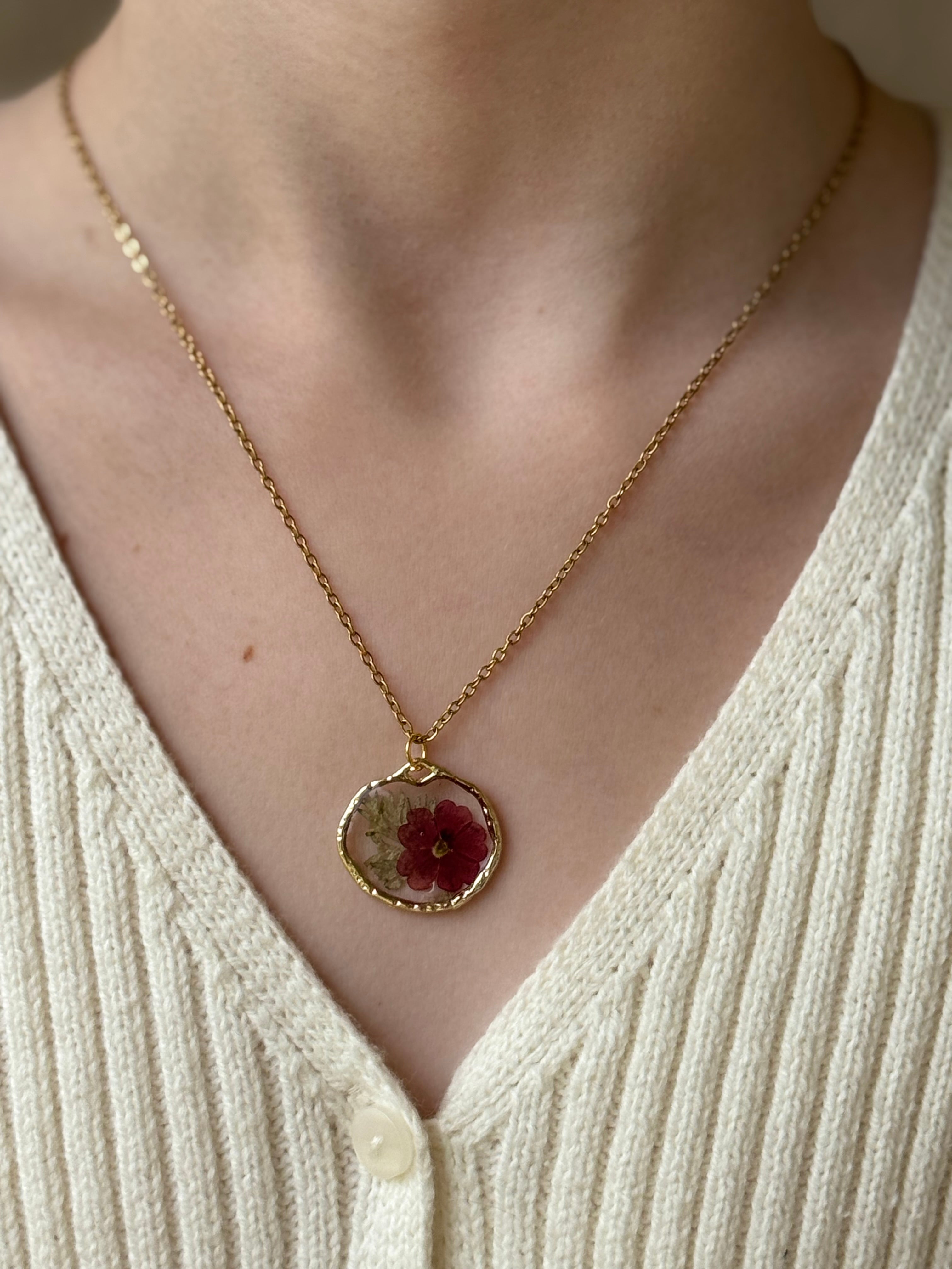 Burgundy Blush Gold Necklace
