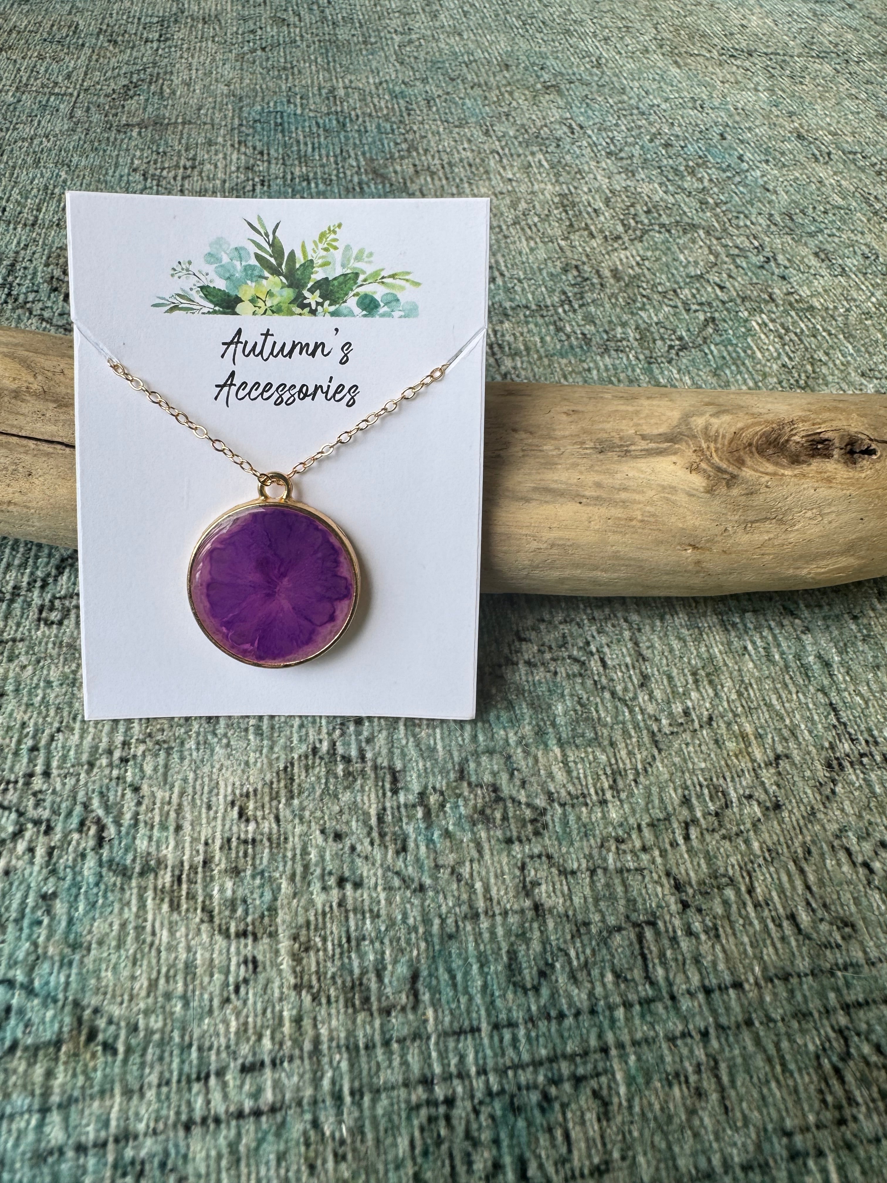 Violet Burst Gold Necklace