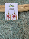 Pink Puffs Gold Earrings