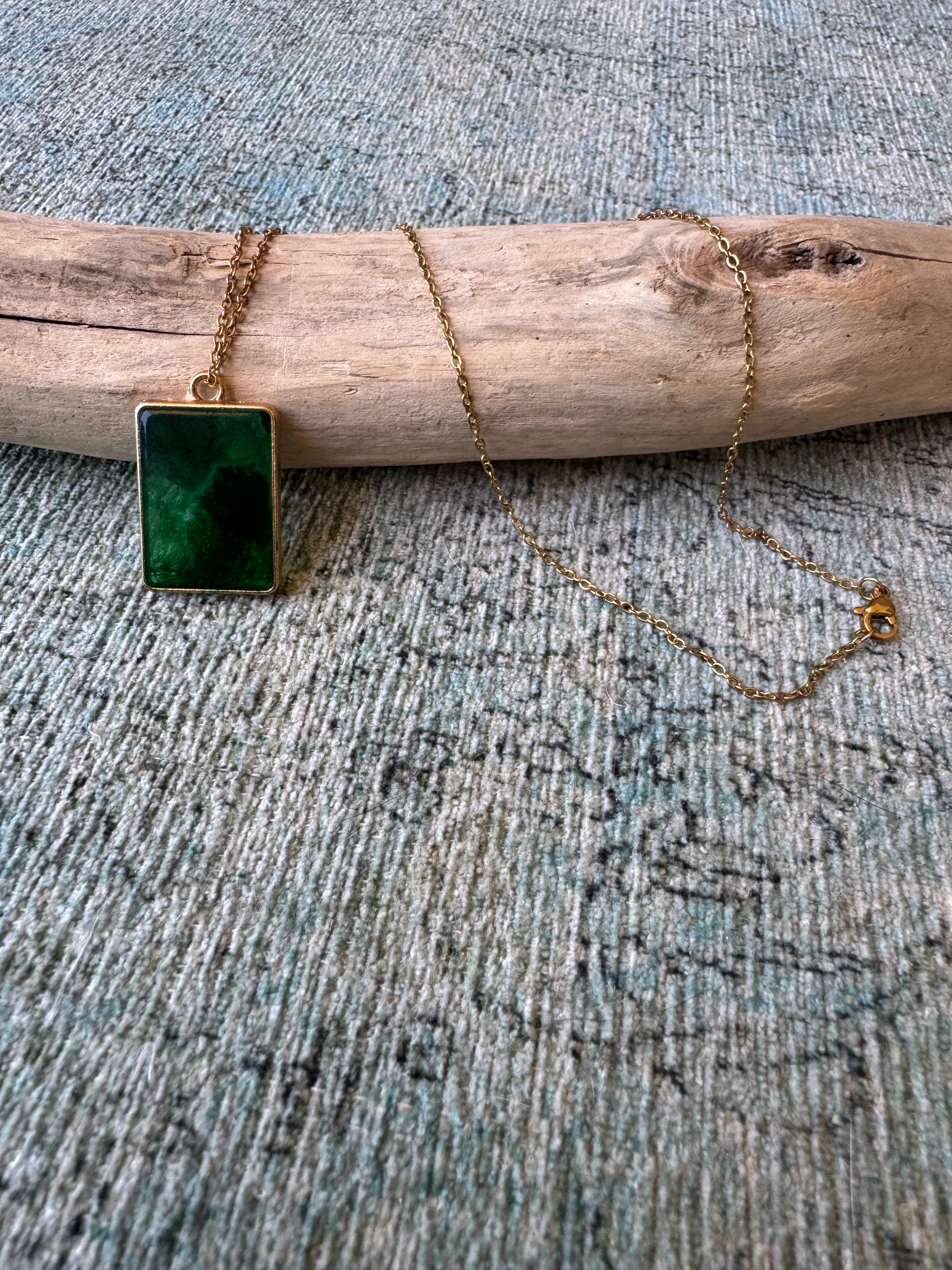 Forest Suede Gold Necklace
