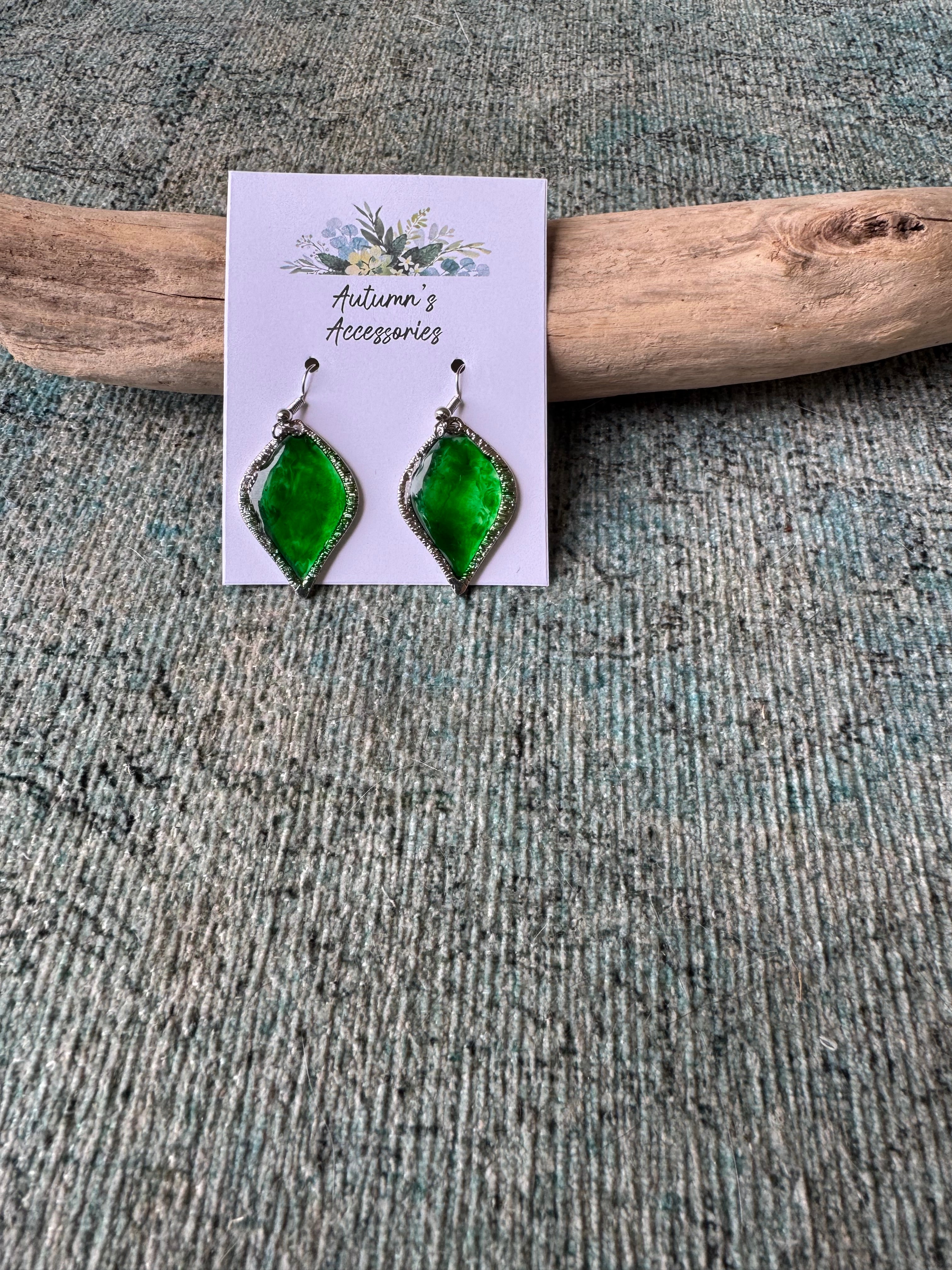 Green Meadow Silver Earrings