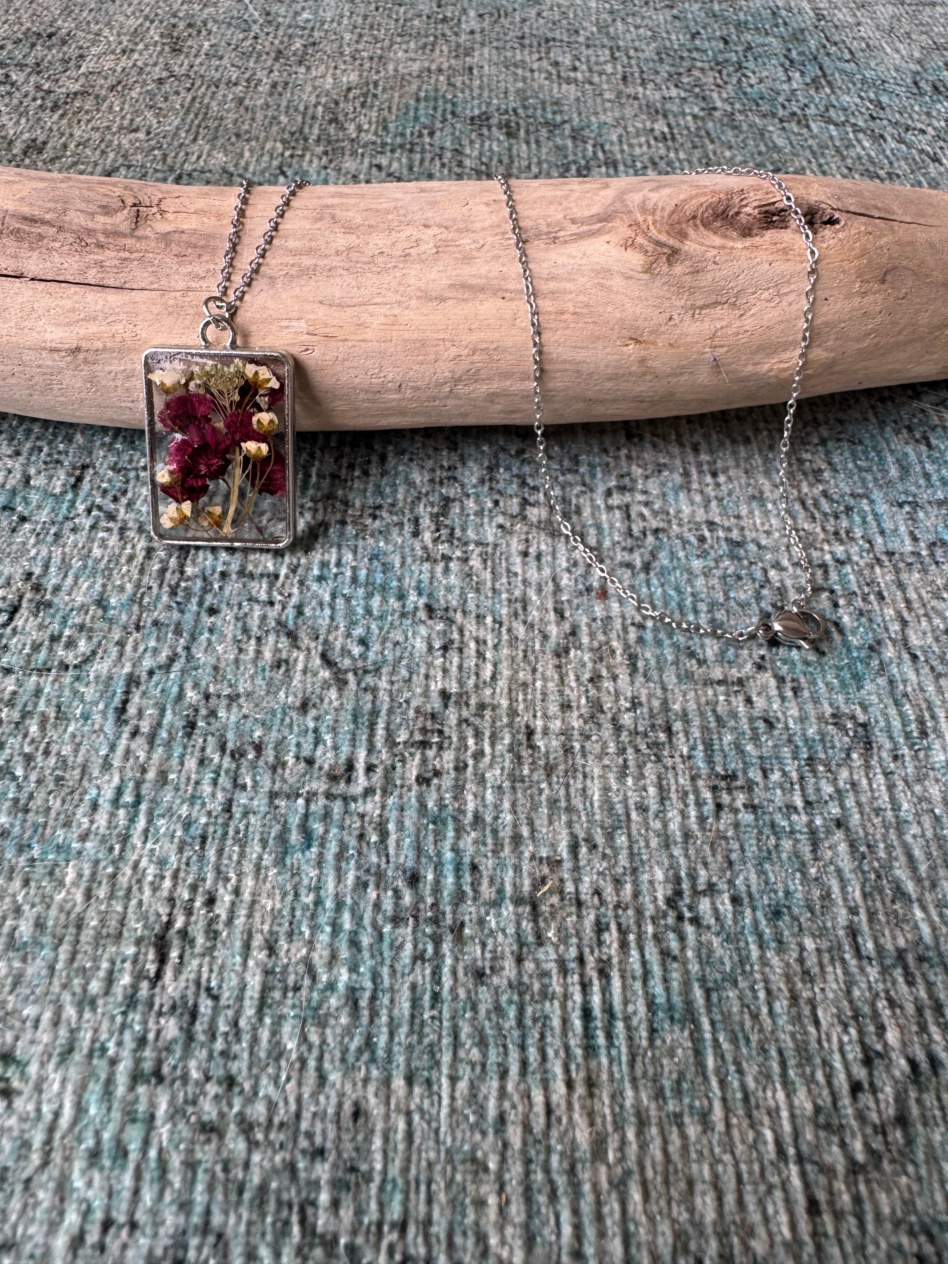 Plum Velvet Silver Necklace