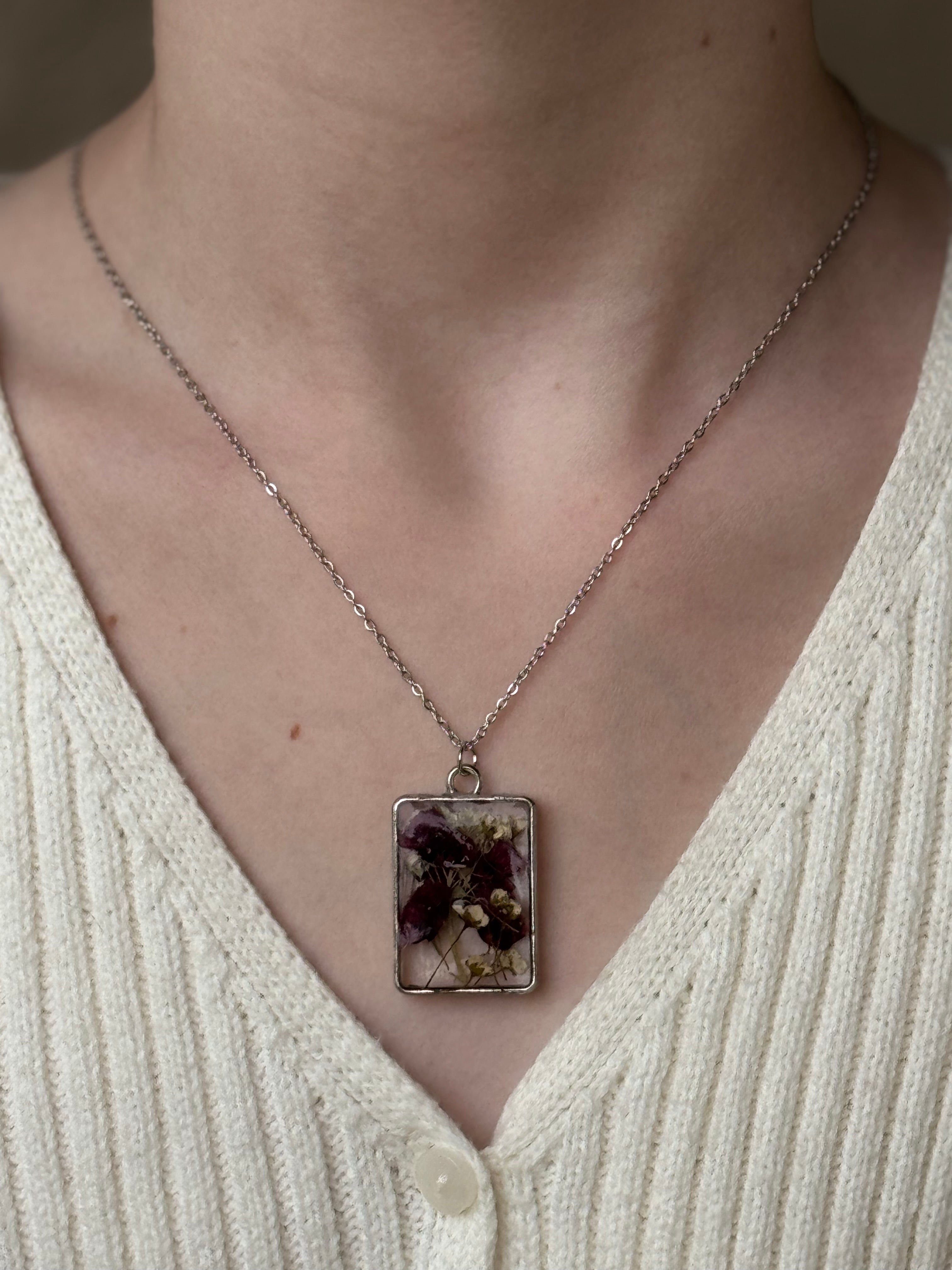 Plum Velvet Silver Necklace