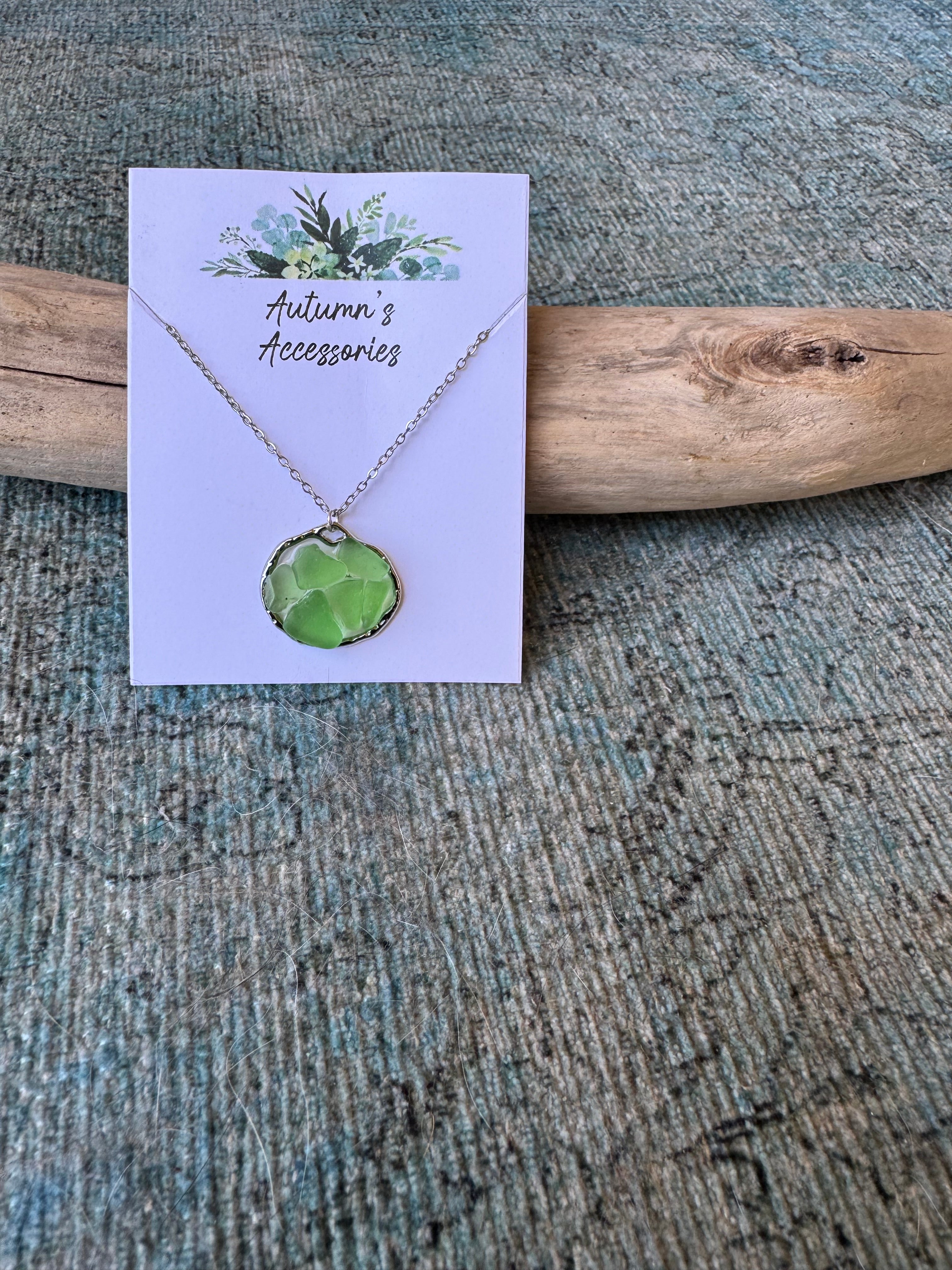 Emerald Tide Silver Necklace