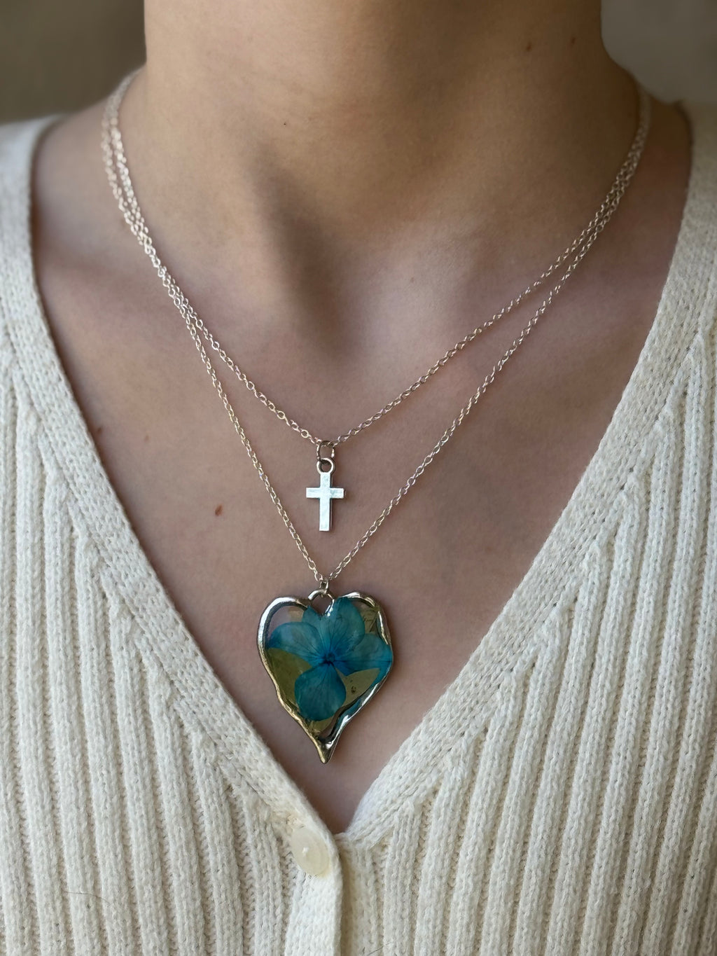 Azure Grace Silver Layering Necklace Set