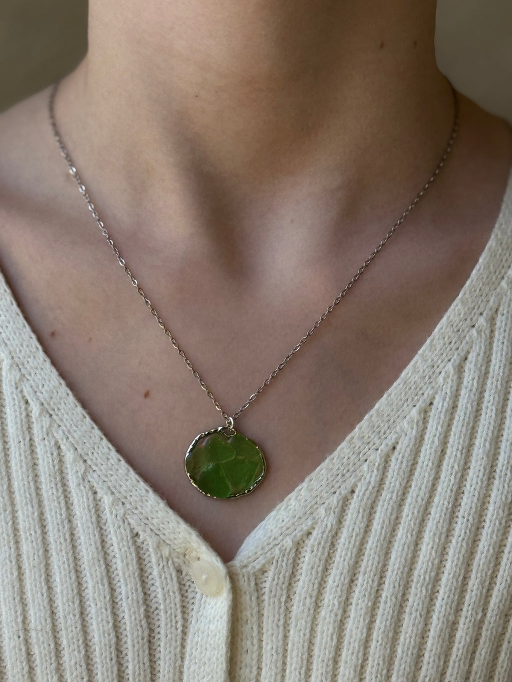 Emerald Tide Silver Necklace