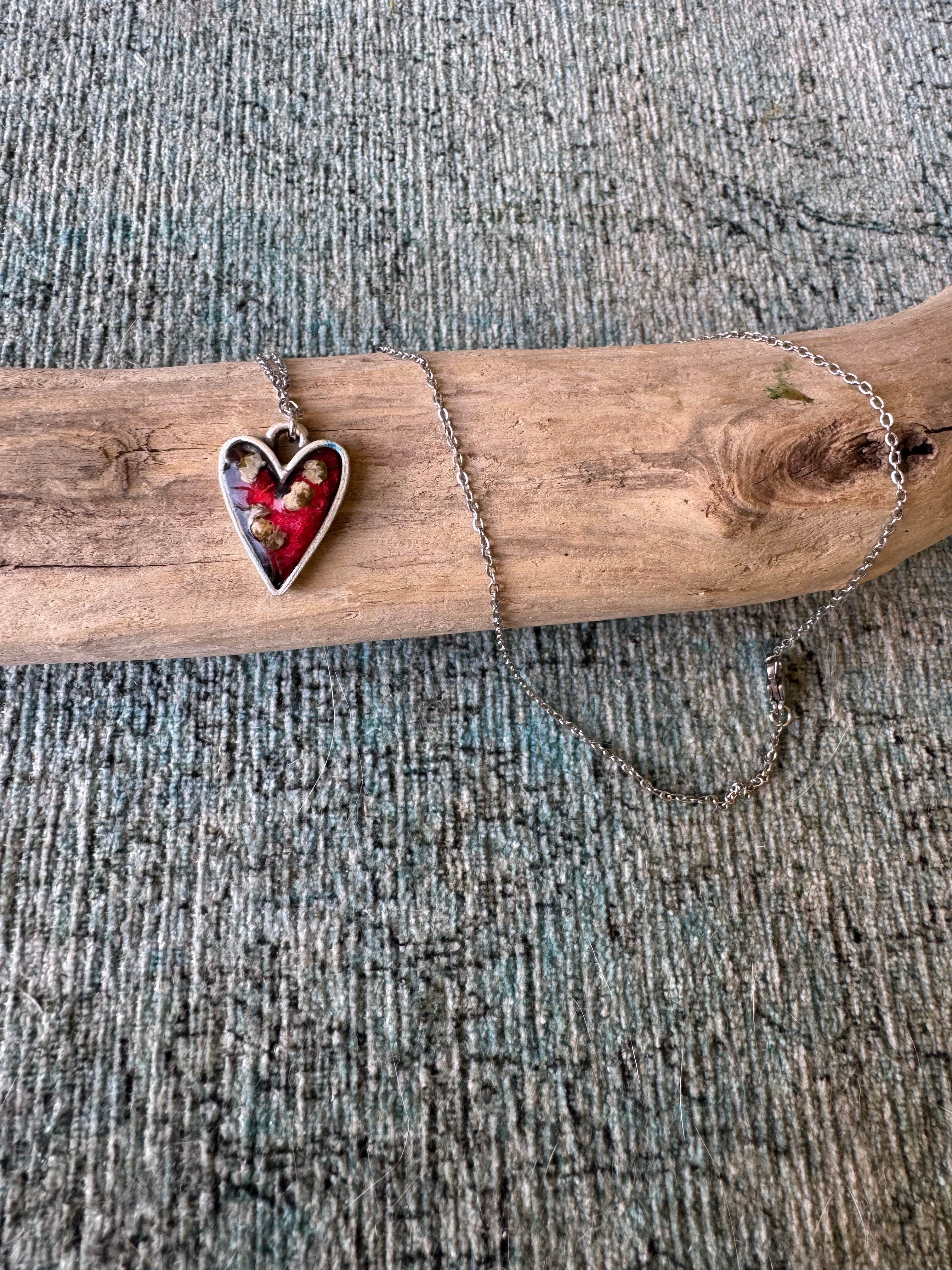 Crimson Loveheart Silver Necklace