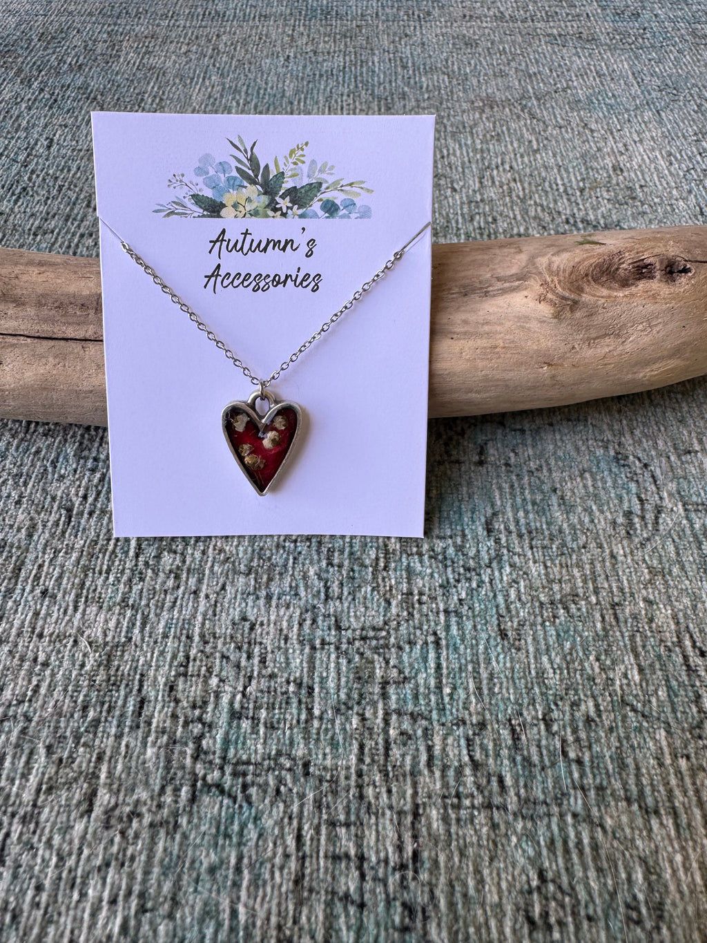 Crimson Loveheart Silver Necklace