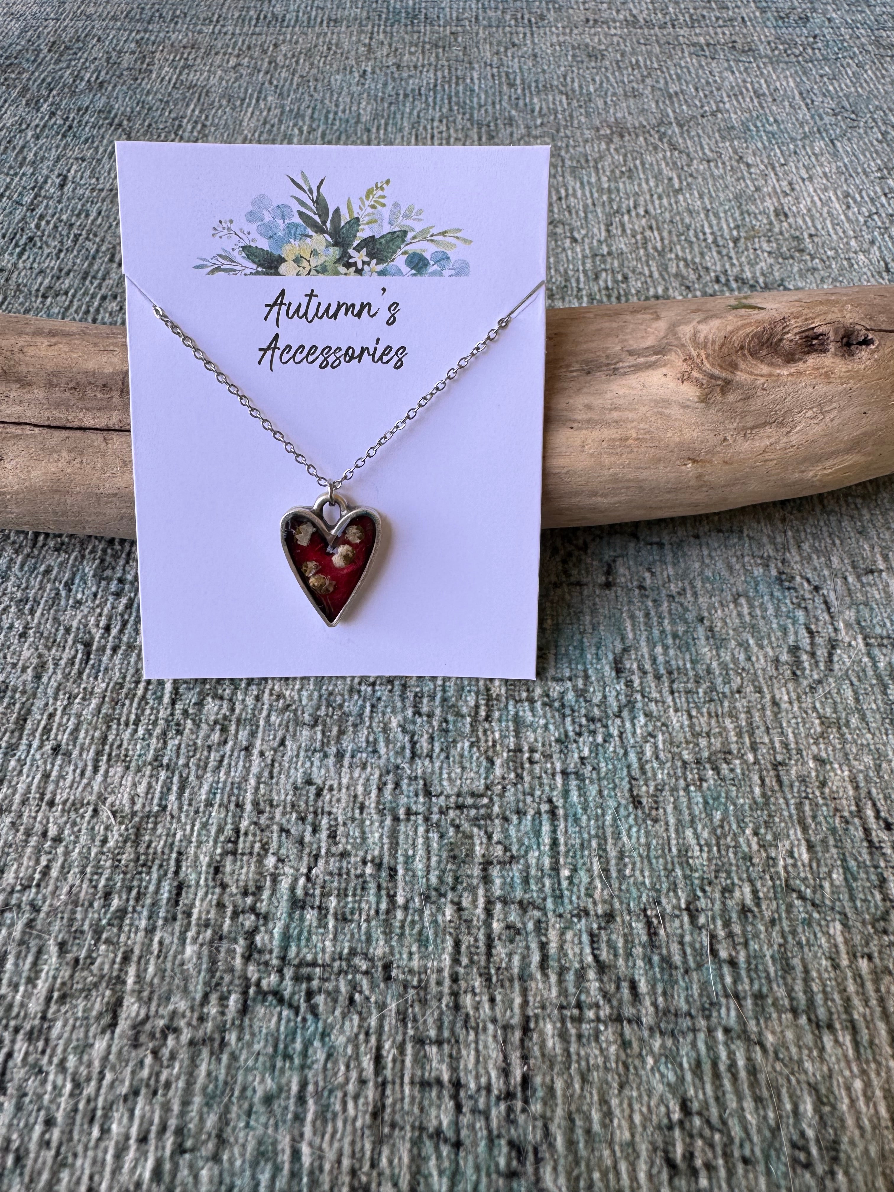 Crimson Loveheart Silver Necklace