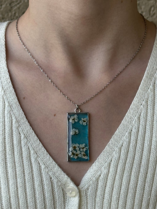 Azure Blossom Silver Necklace