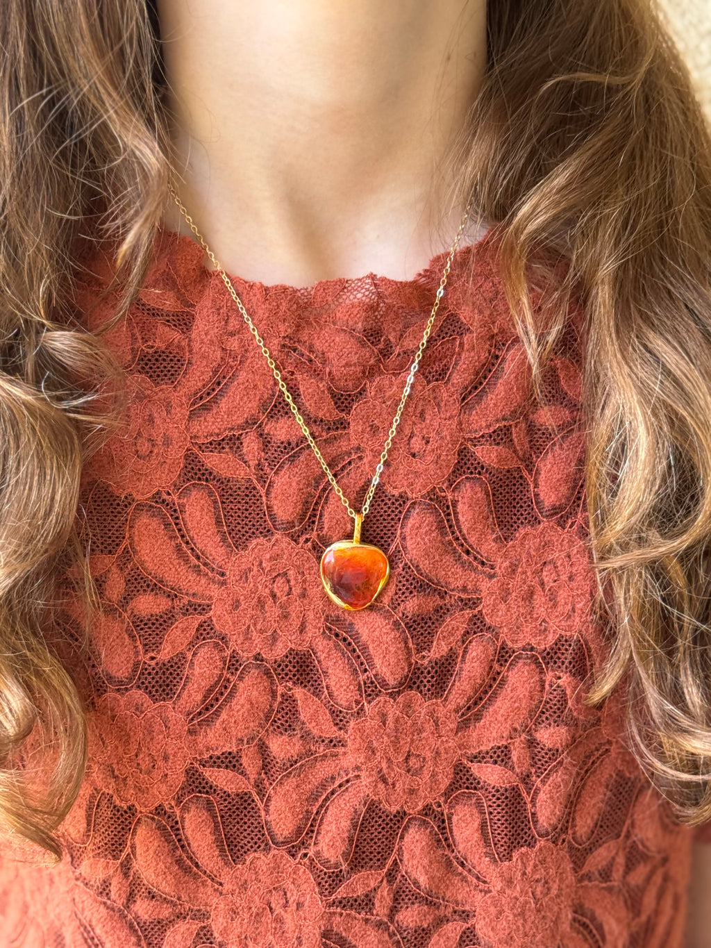 Amber Cascade Gold Necklace
