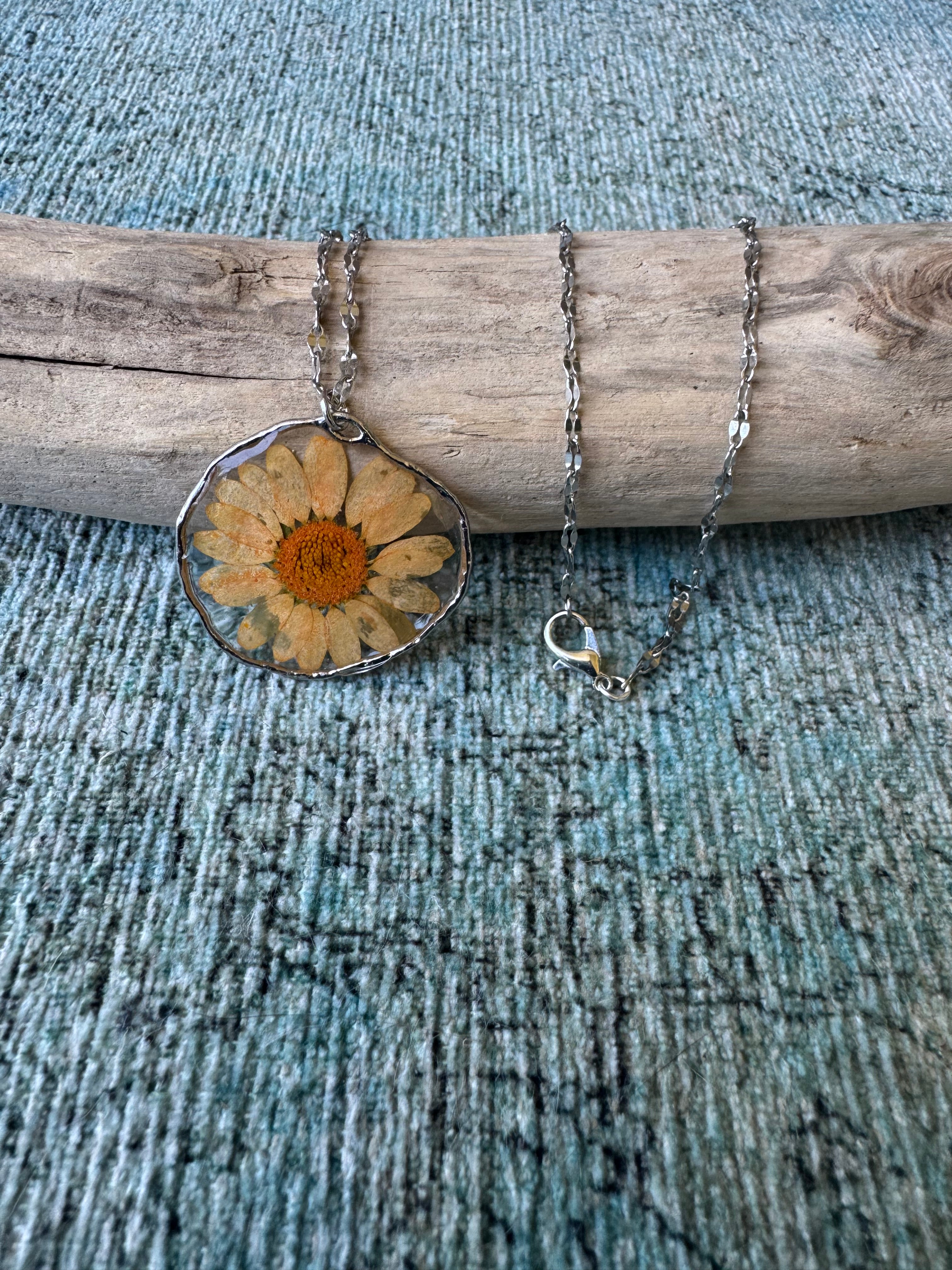 Peach Petals Silver Necklace