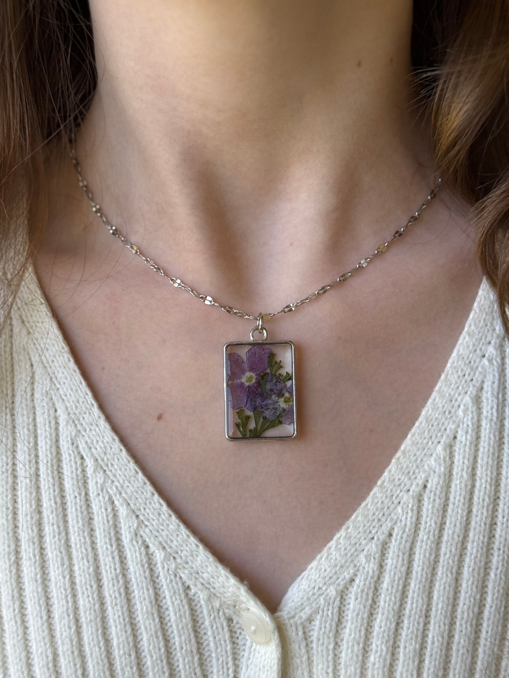 Plum Velvet Silver Necklace