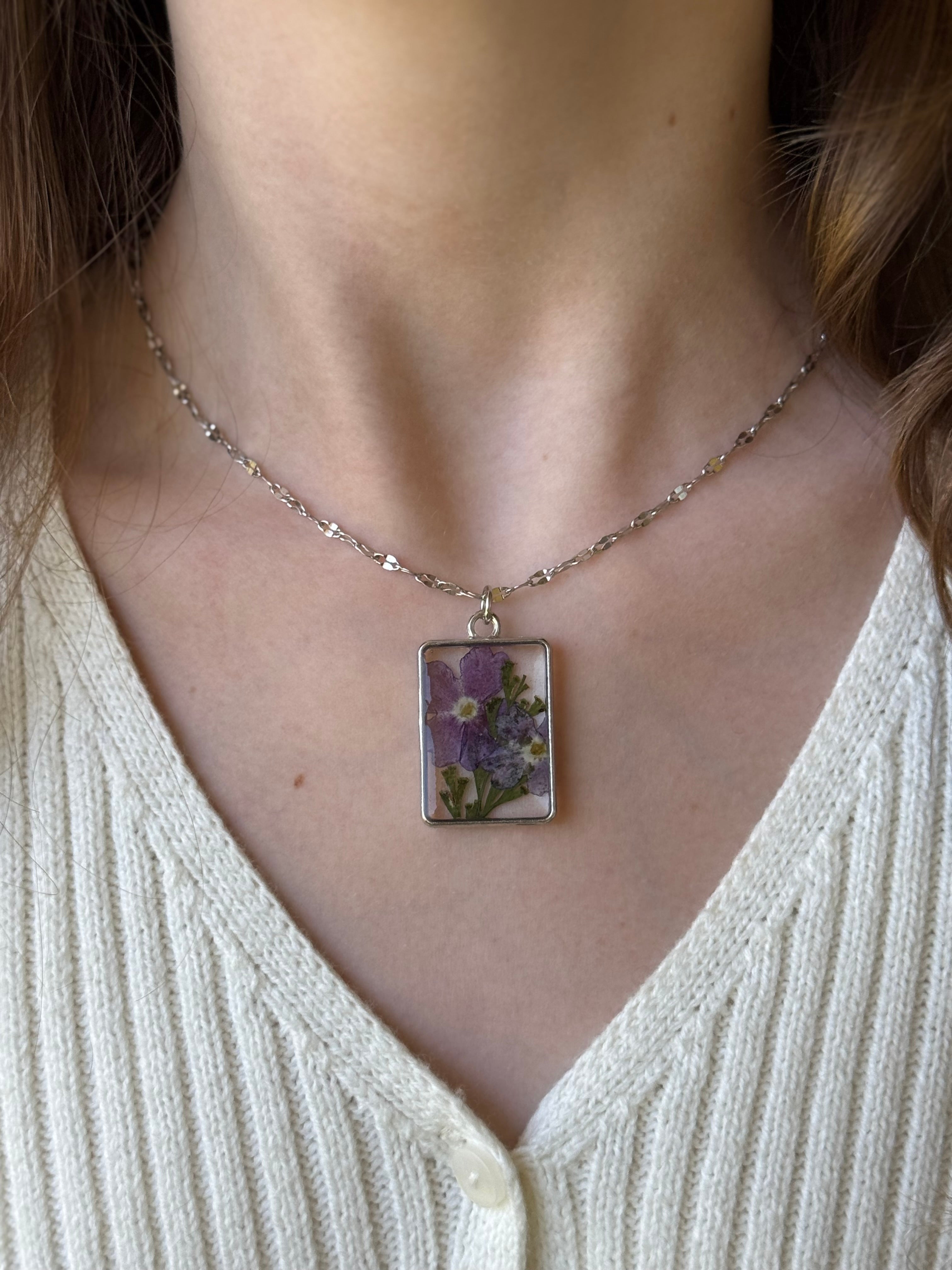 Plum Velvet Silver Necklace