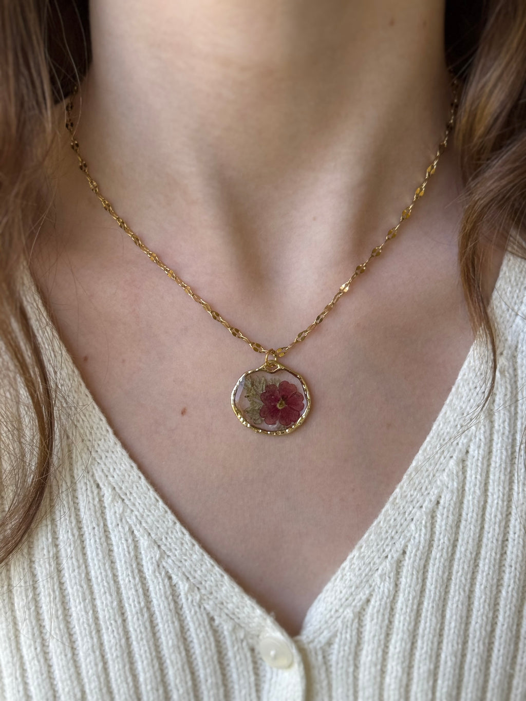 Burgundy Blush Gold Necklace
