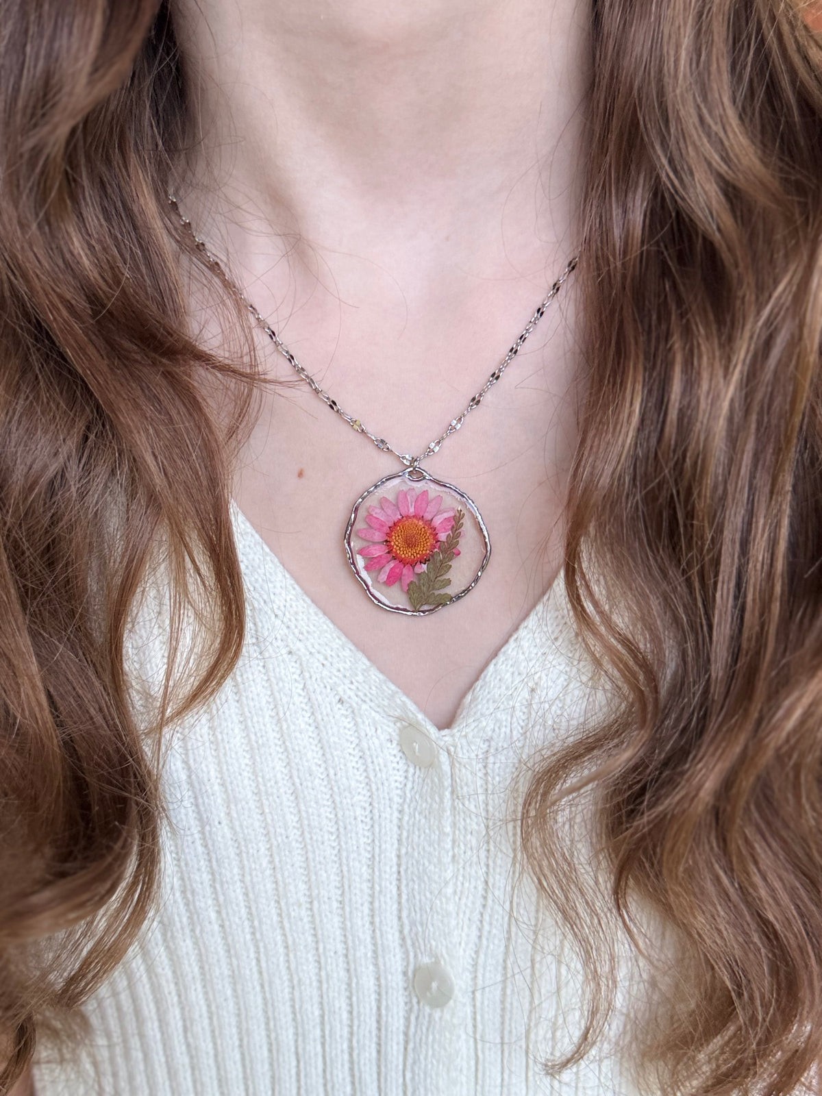 Coral Bloom Silver Necklace