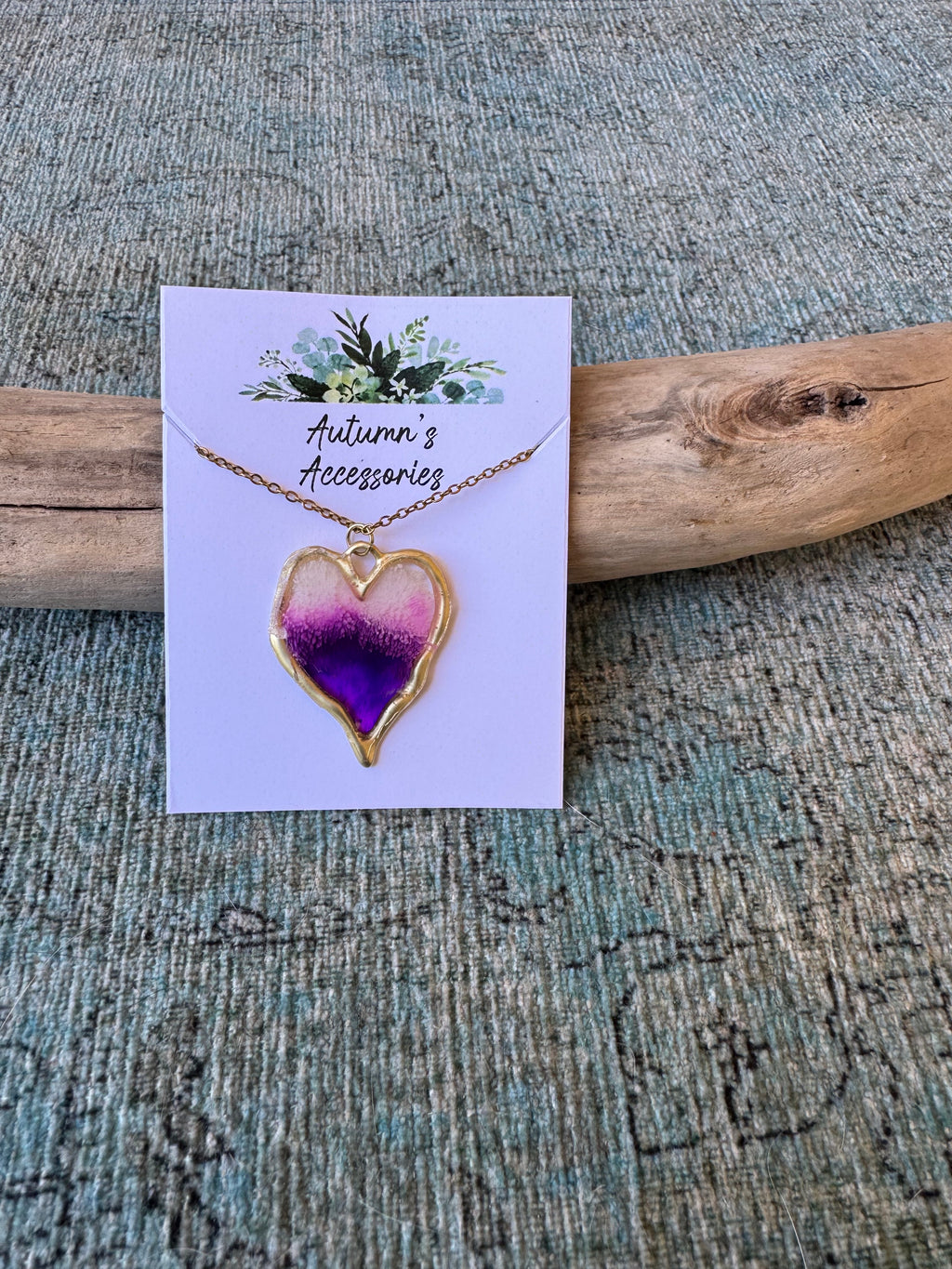 Purple Fluff Gold Necklace
