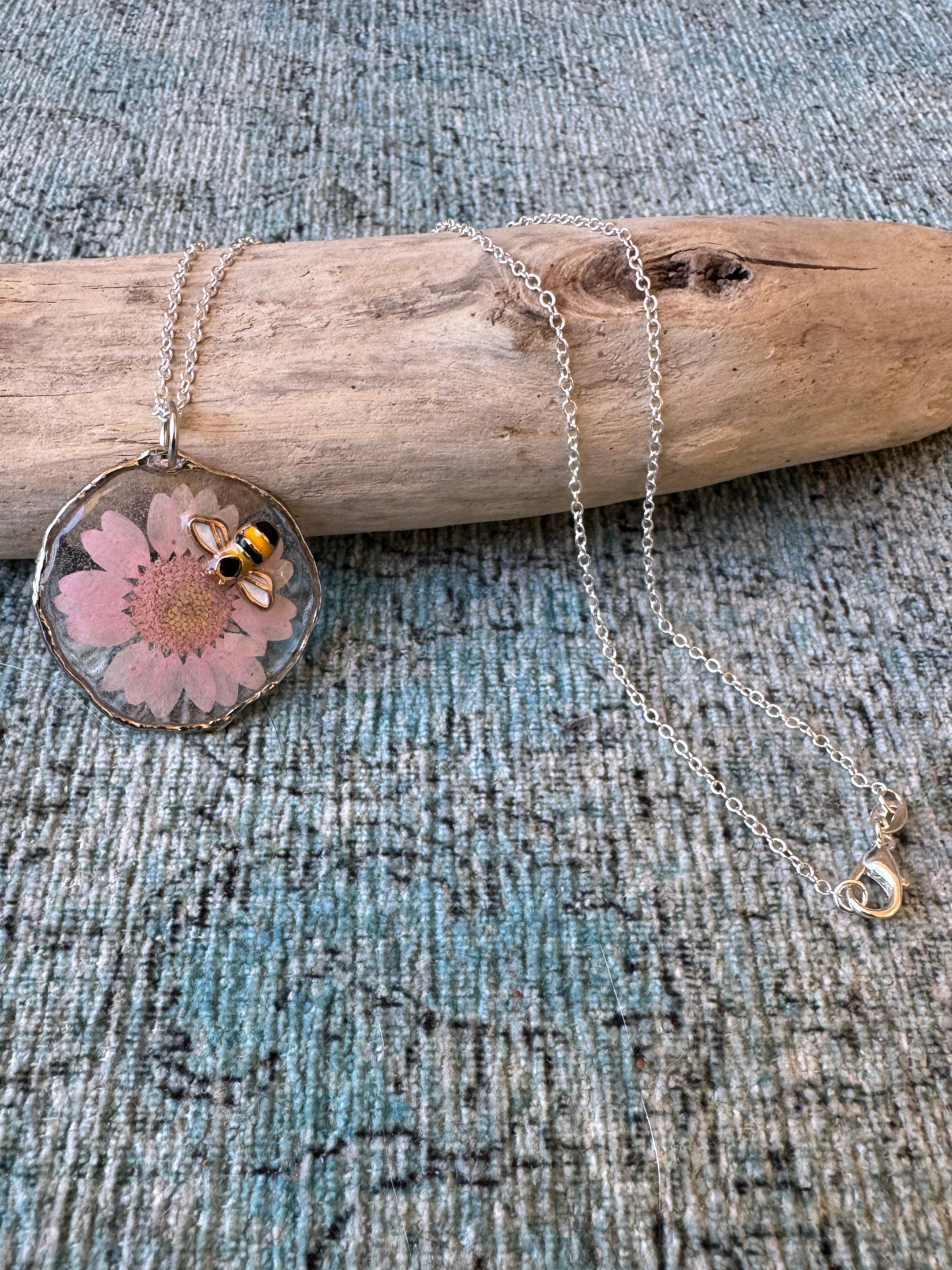 Pink Petals Silver Necklace