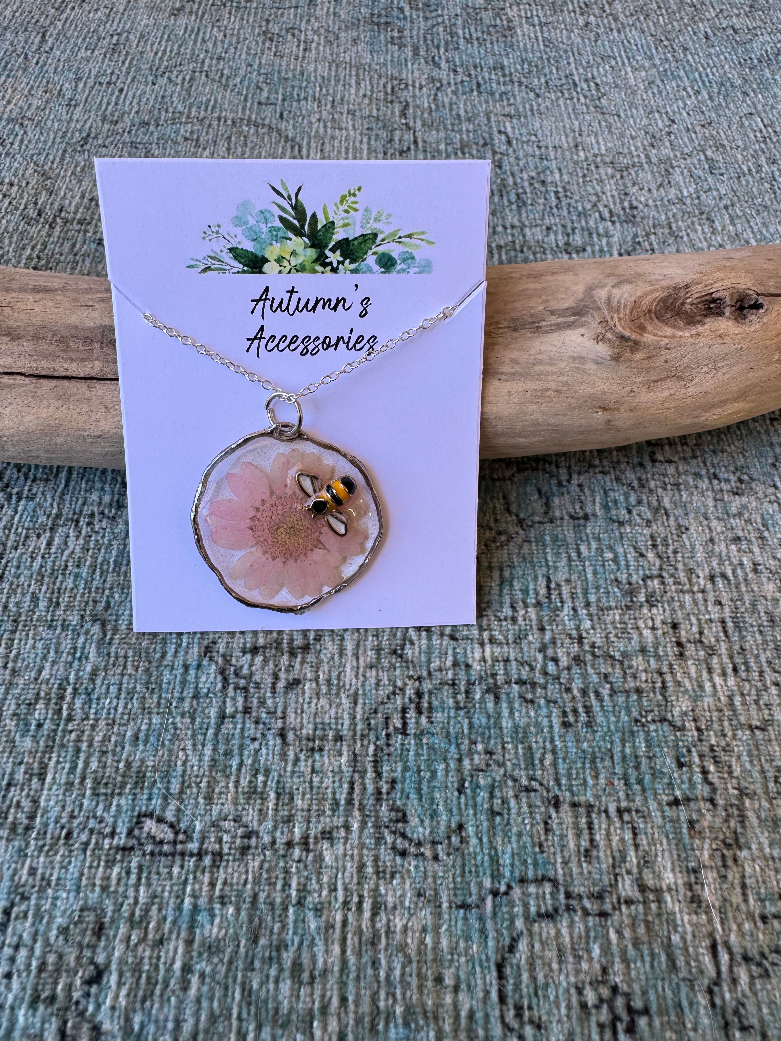 Pink Petals Silver Necklace