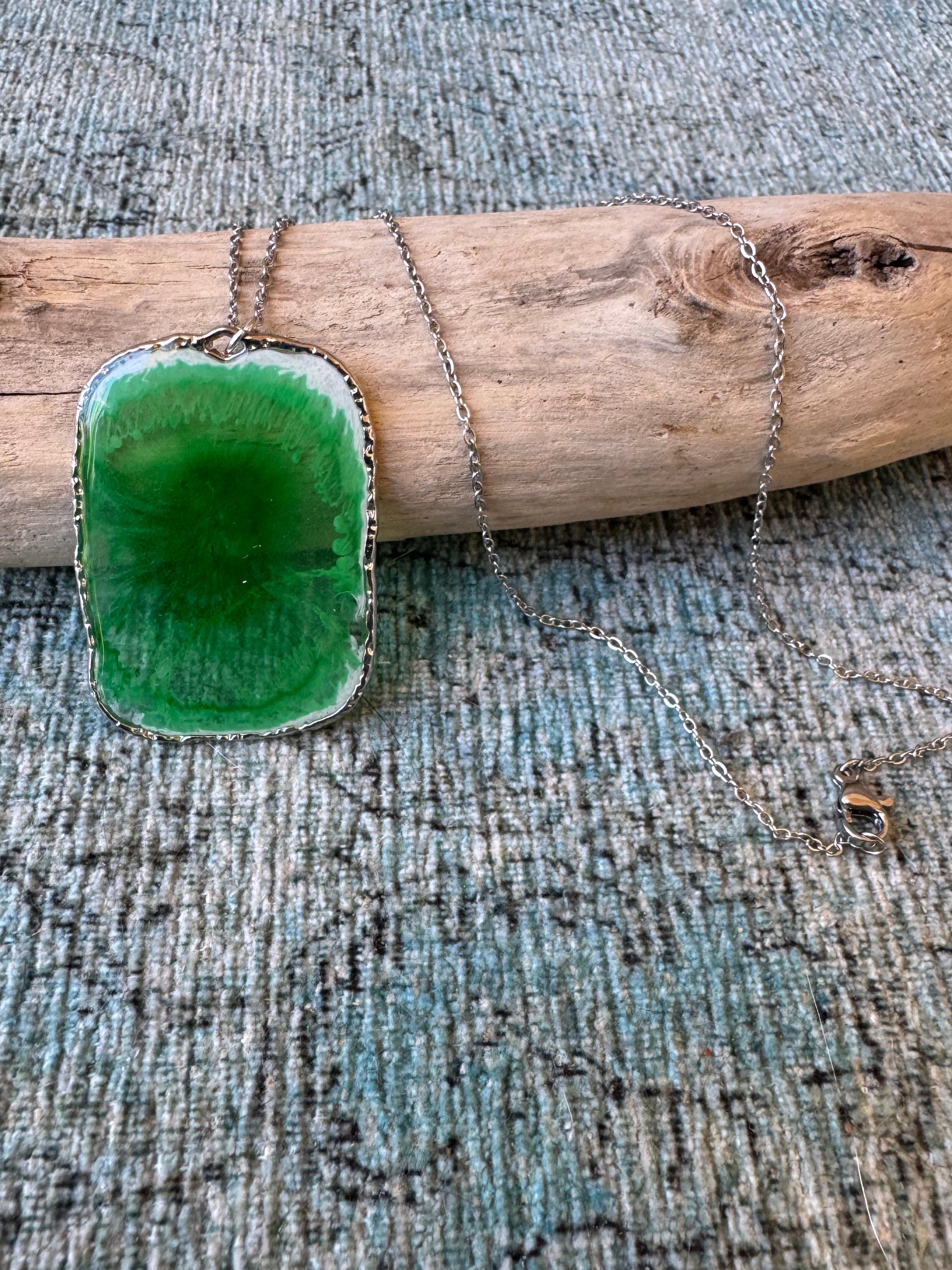 Mossy Swirl Silver Necklace