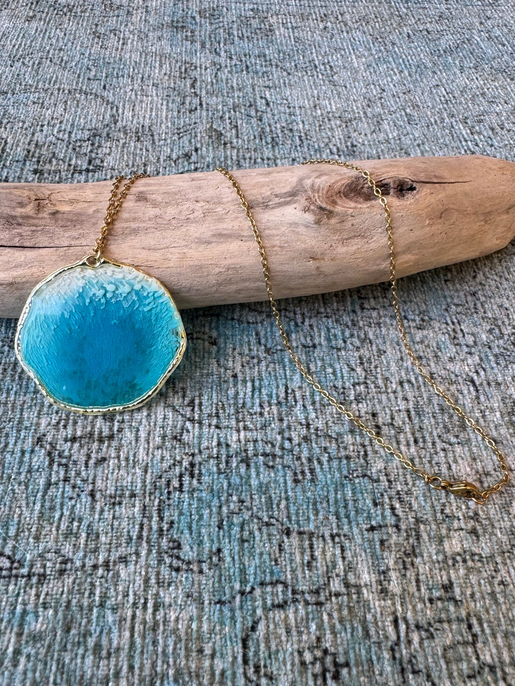 Aqua Cloud Gold Necklace