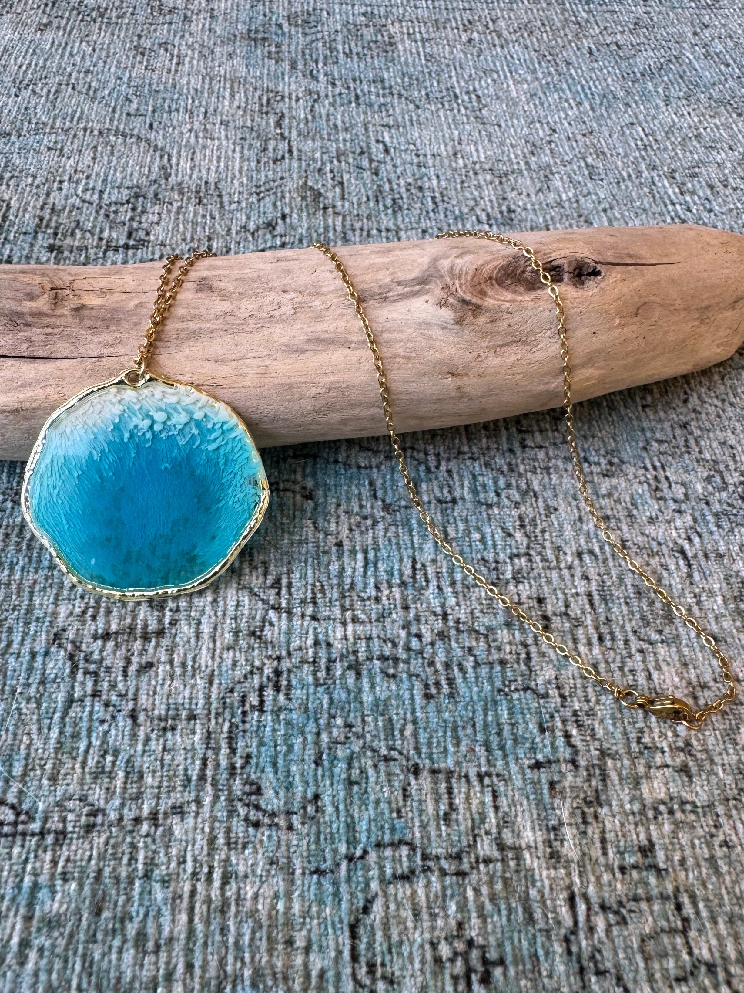 Aqua Cloud Gold Necklace
