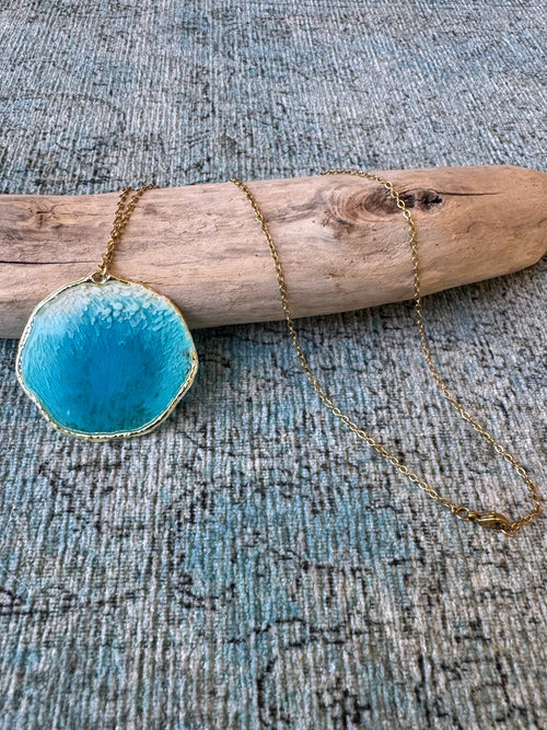 Aqua Cloud Gold Necklace
