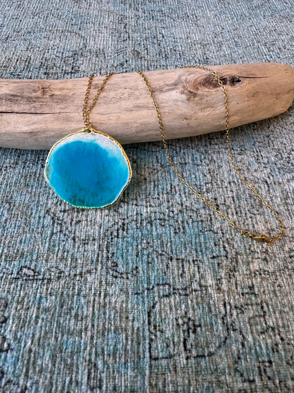 Aqua Cloud Gold Necklace