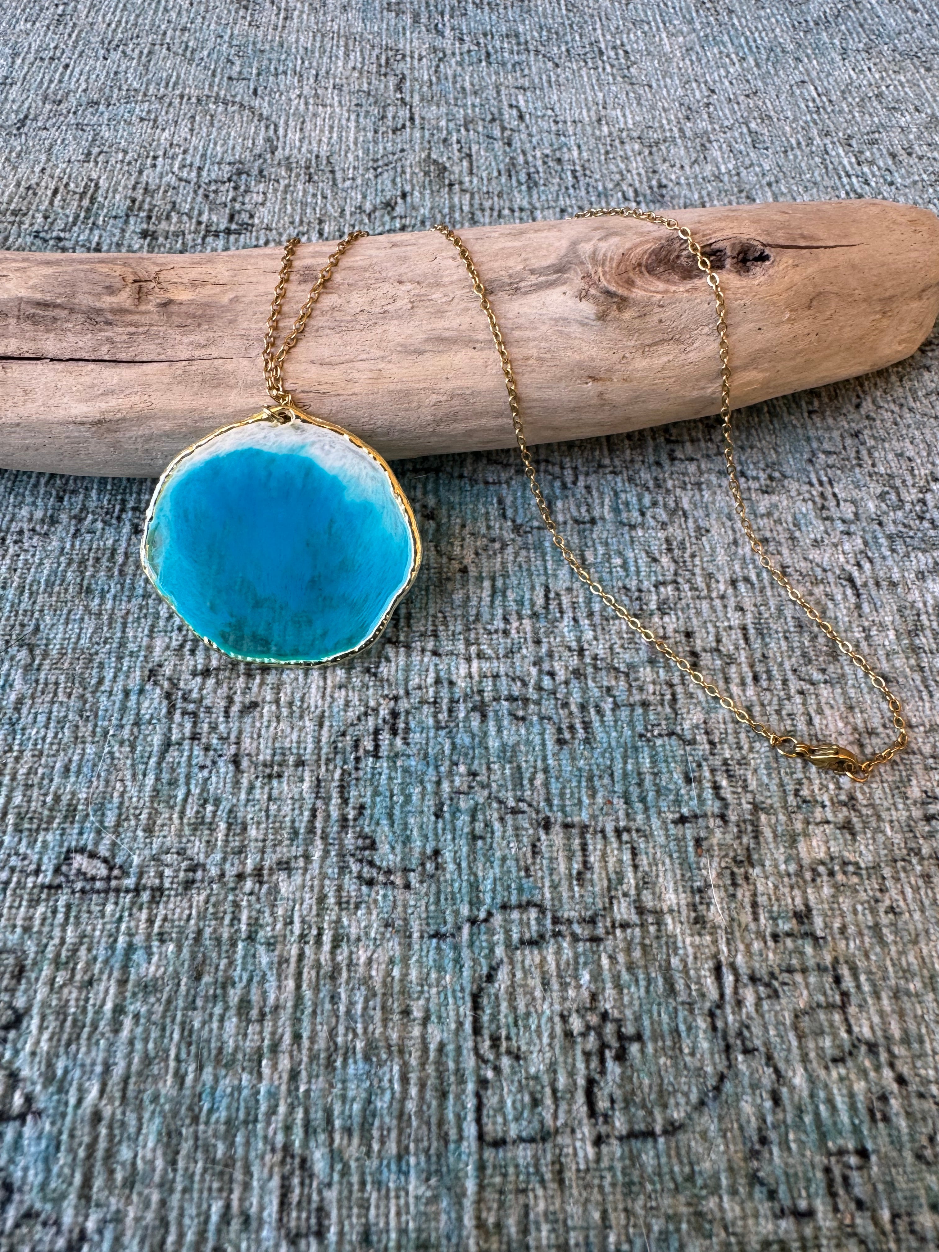 Aqua Cloud Gold Necklace