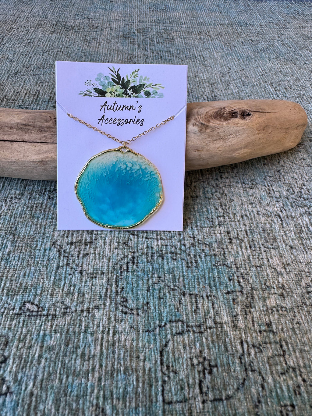 Aqua Cloud Gold Necklace