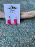 Fuchsia Frenzy Gold Earrings