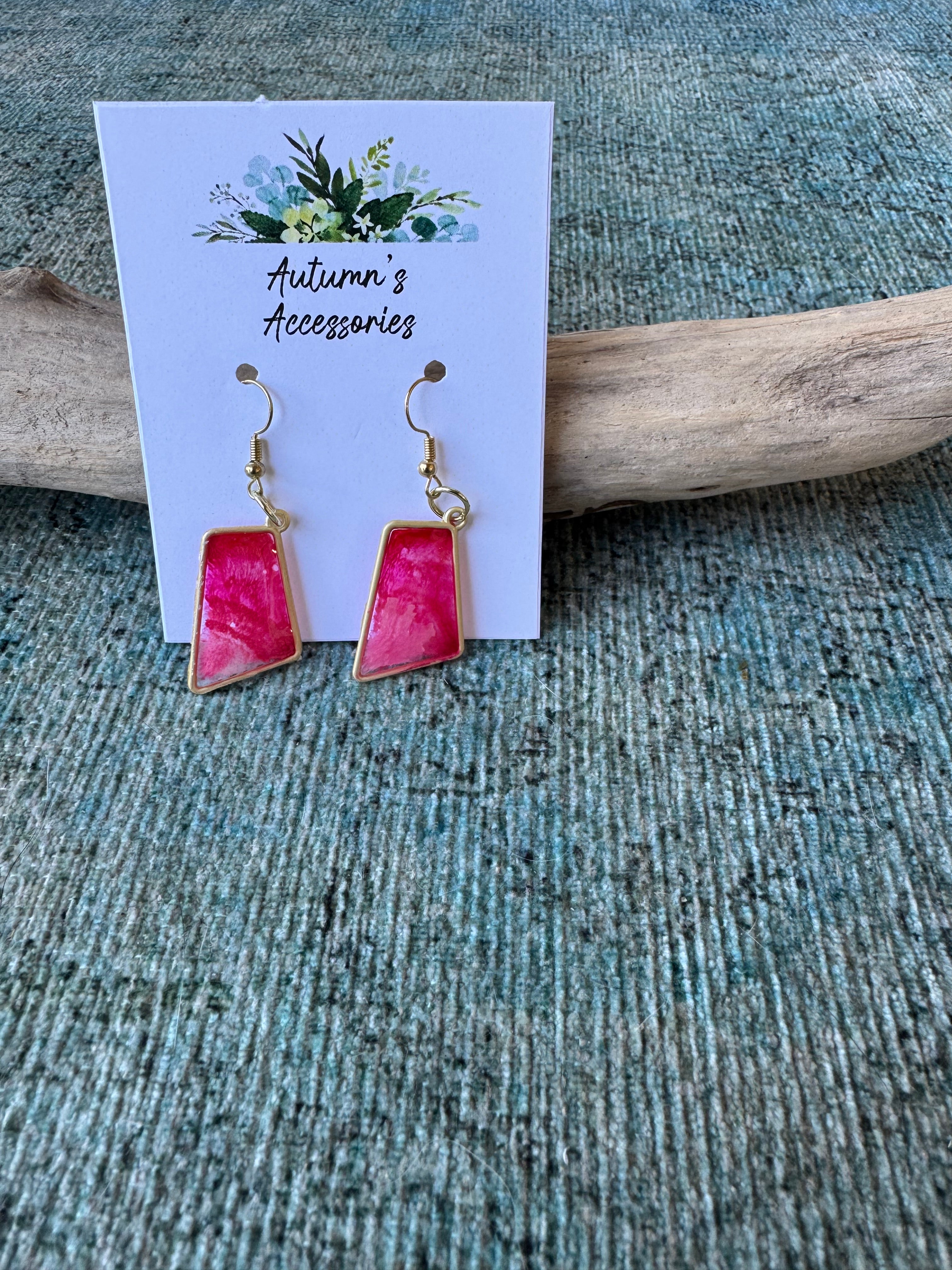 Fuchsia Frenzy Gold Earrings