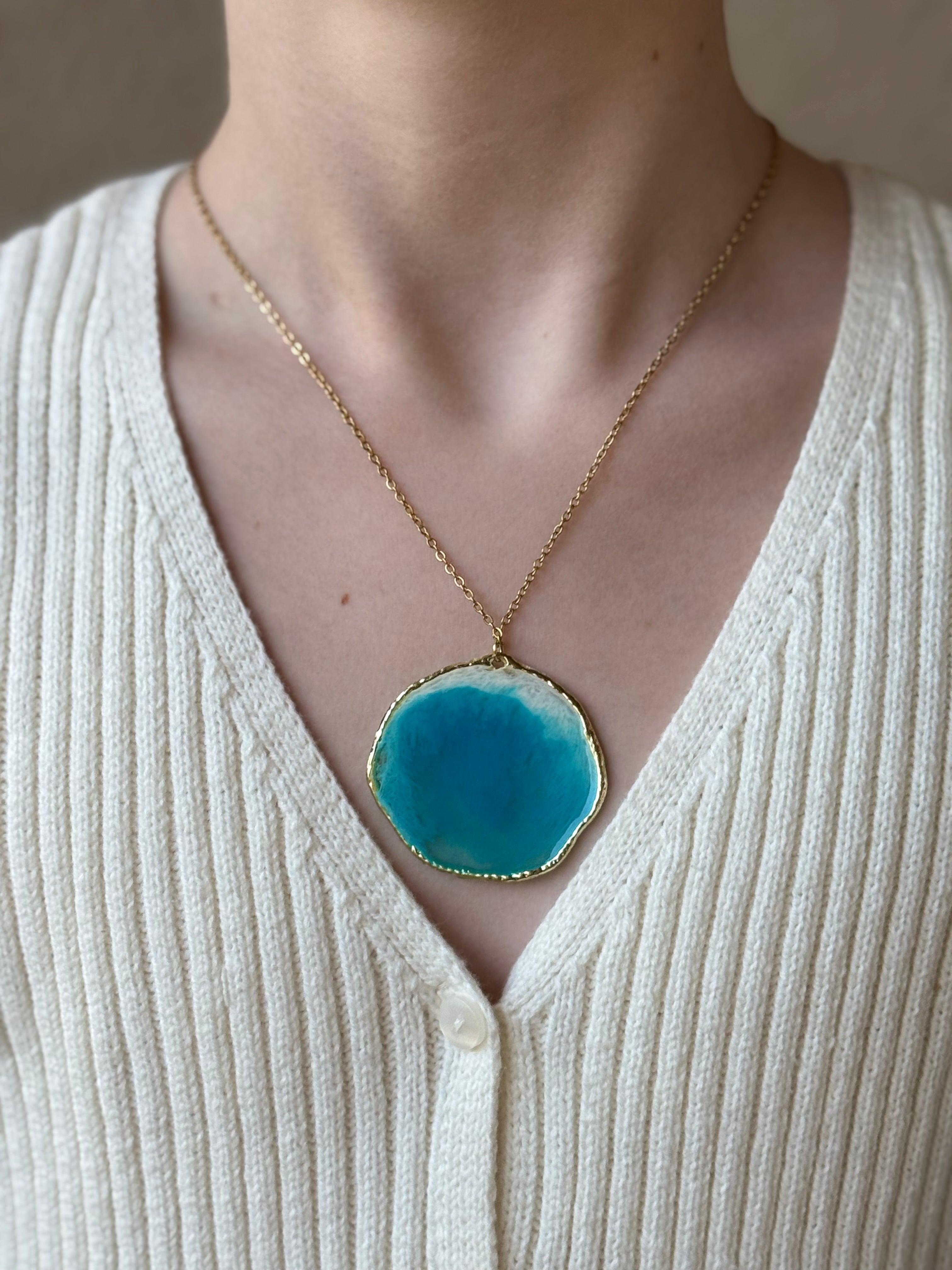 Aqua Cloud Gold Necklace