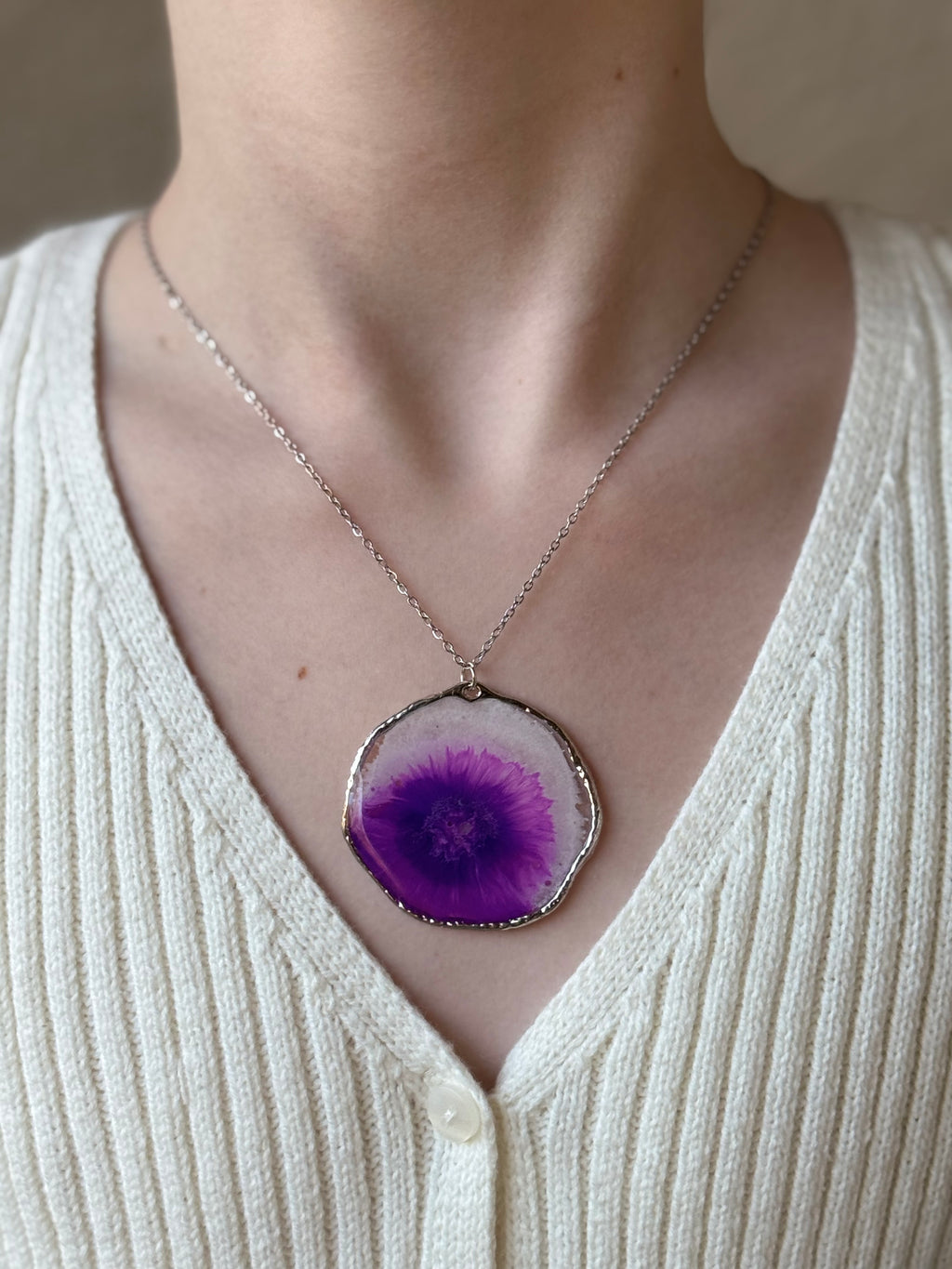 Lilac Love Silver Necklace