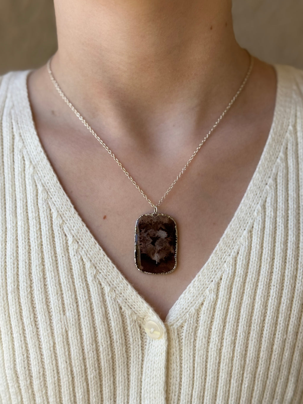 Hot Cocoa Swirl Silver Necklace