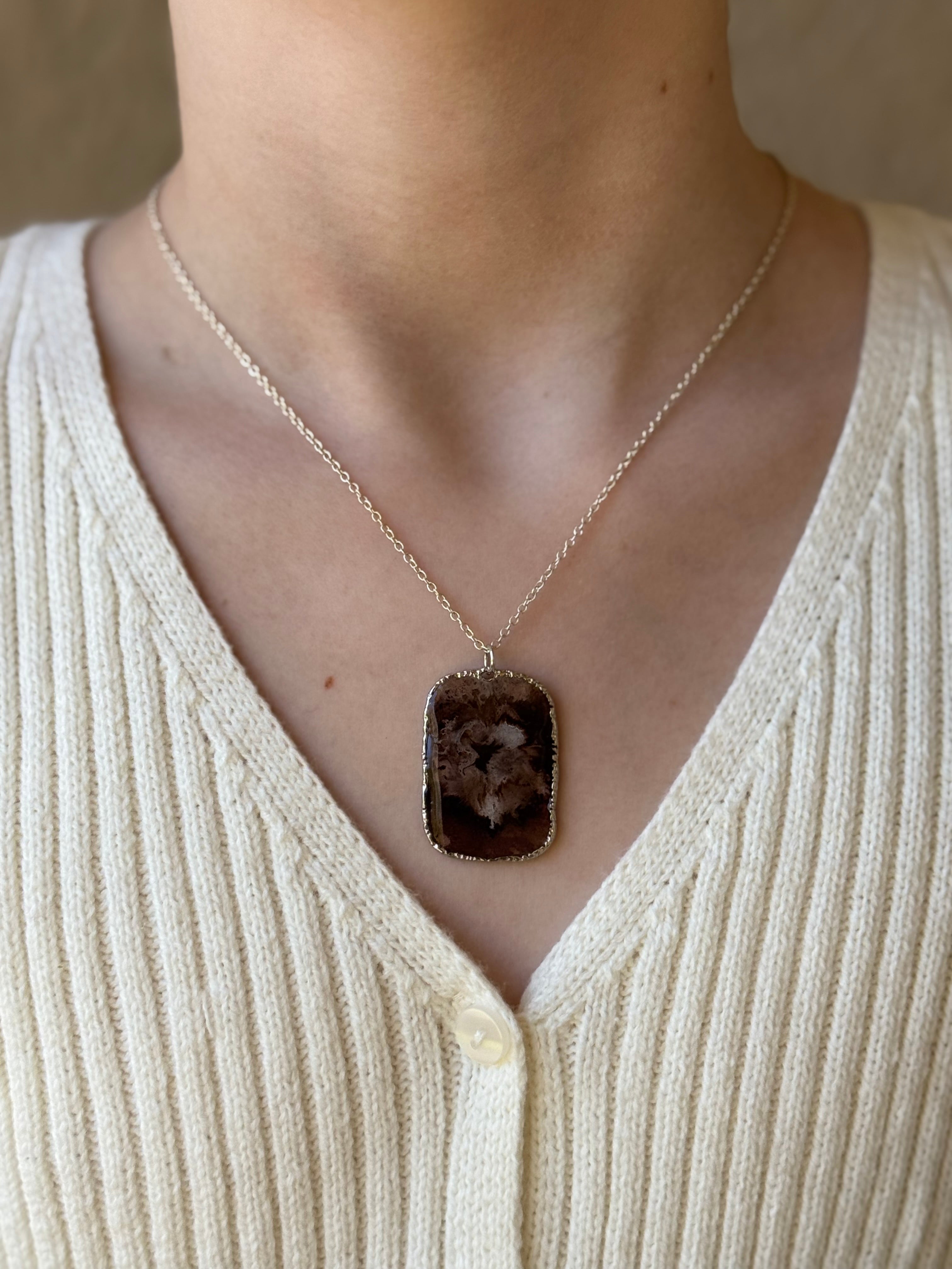 Hot Cocoa Swirl Silver Necklace
