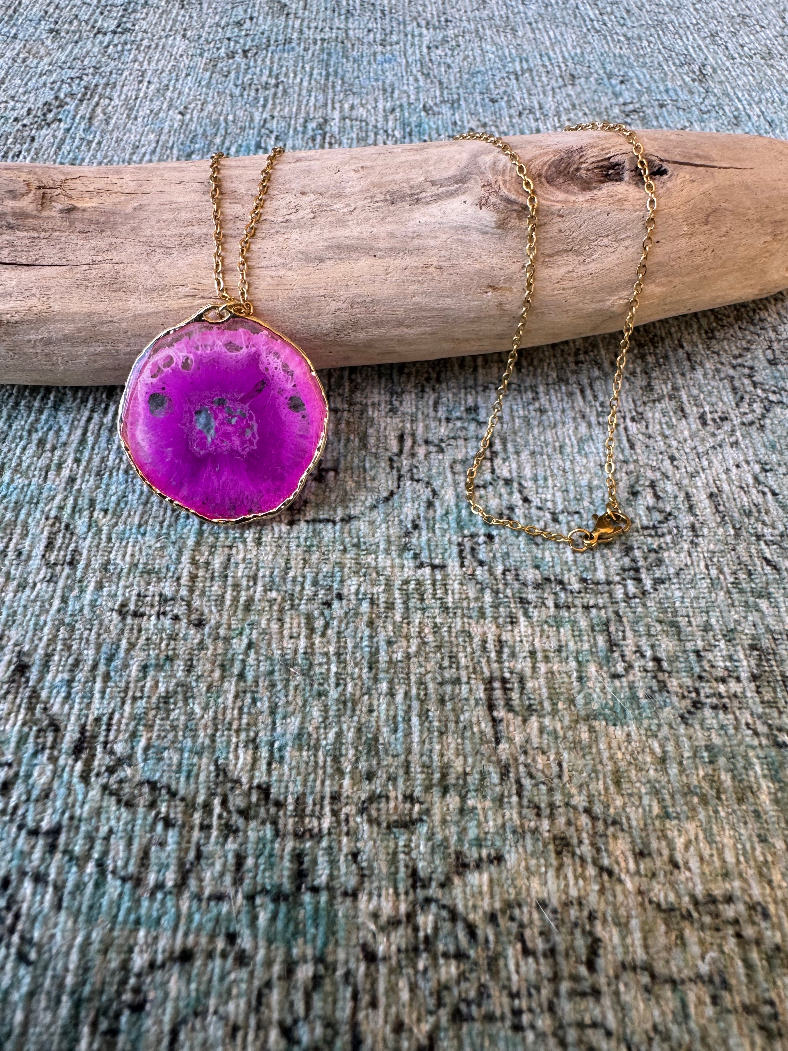 Magenta Madness Gold Necklace
