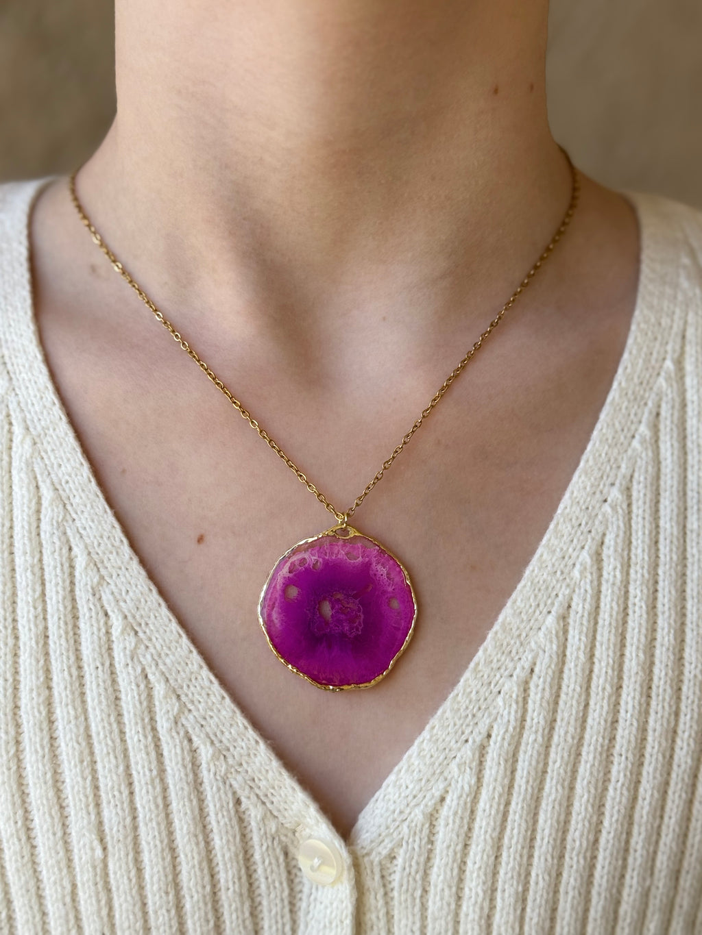Magenta Madness Gold Necklace