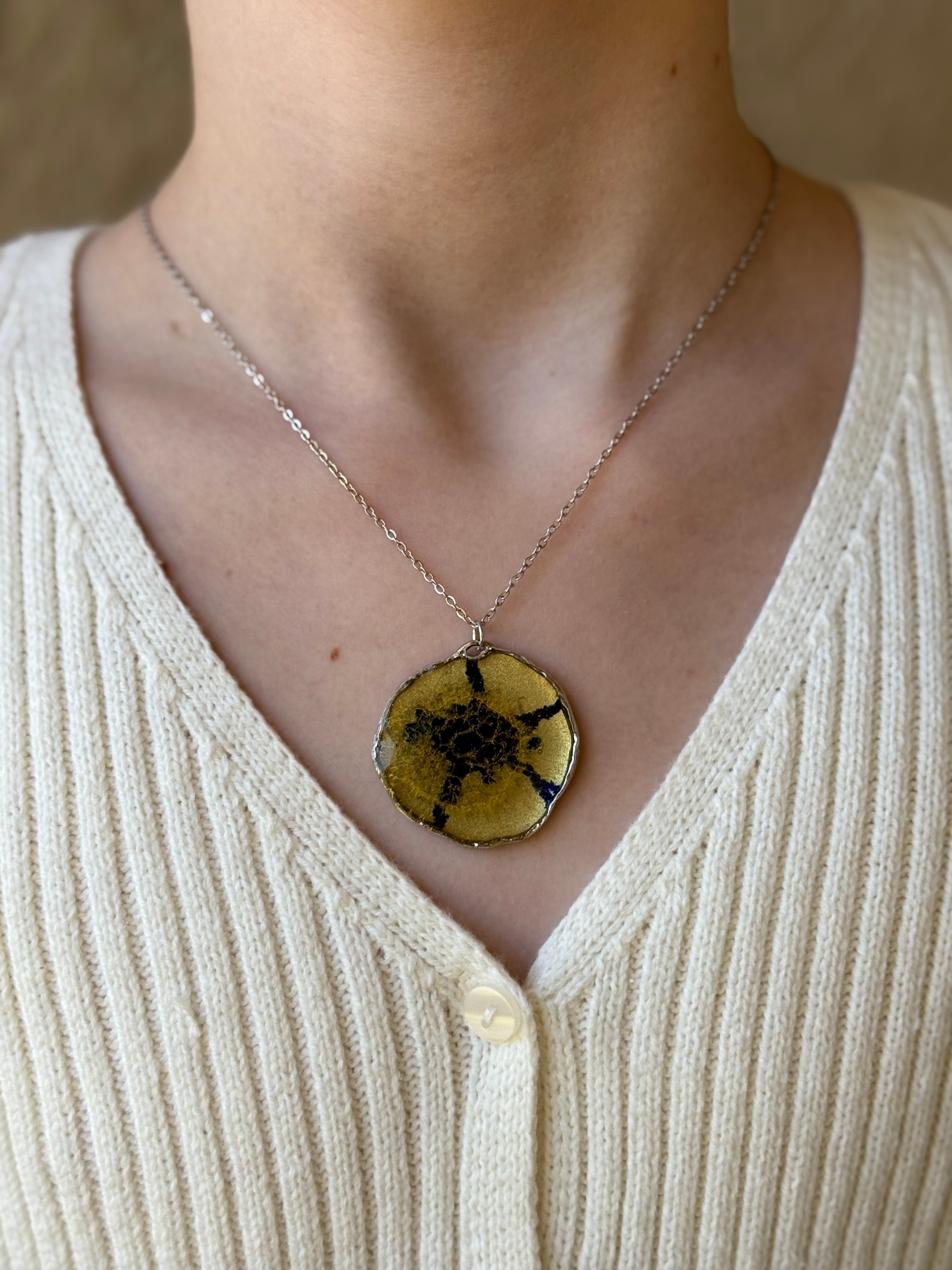 Blue Glitter Bomb Silver Necklace