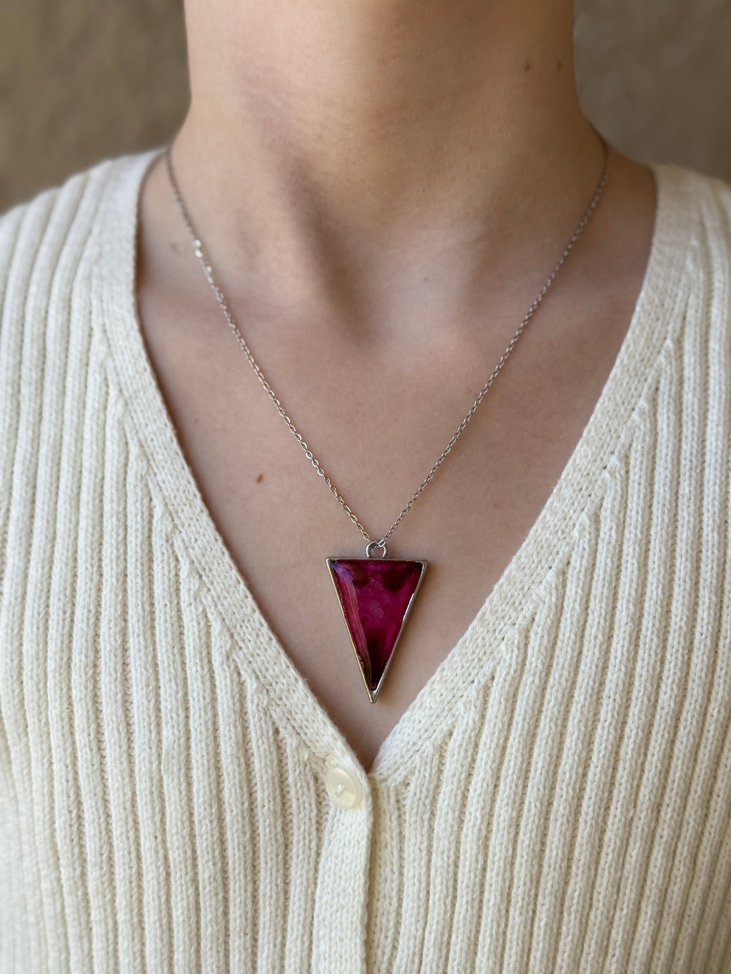 Raspberry Swirl Silver Necklace