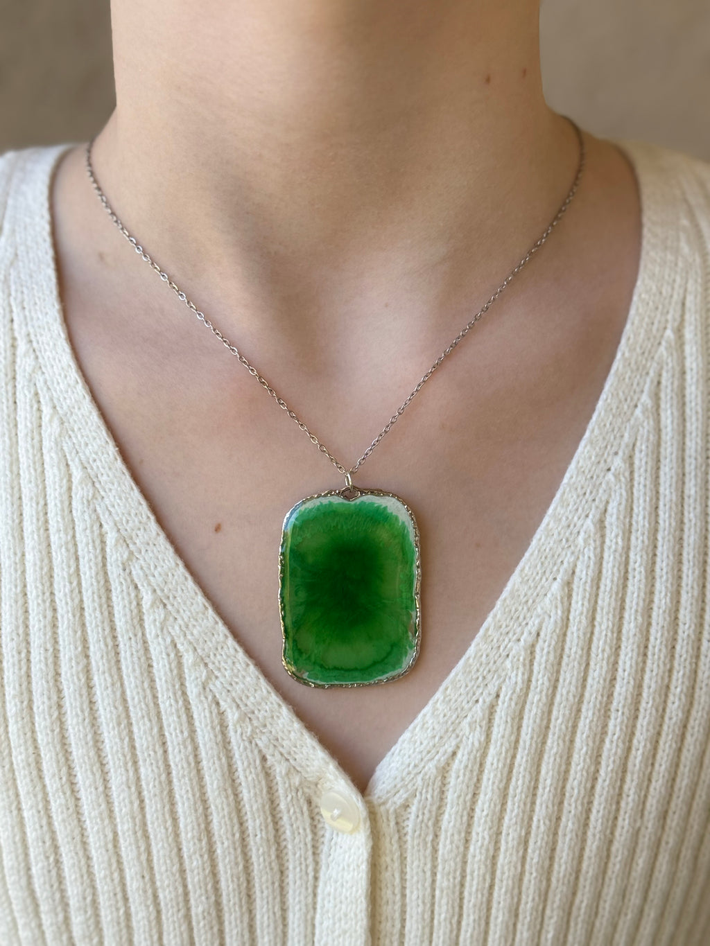 Mossy Swirl Silver Necklace