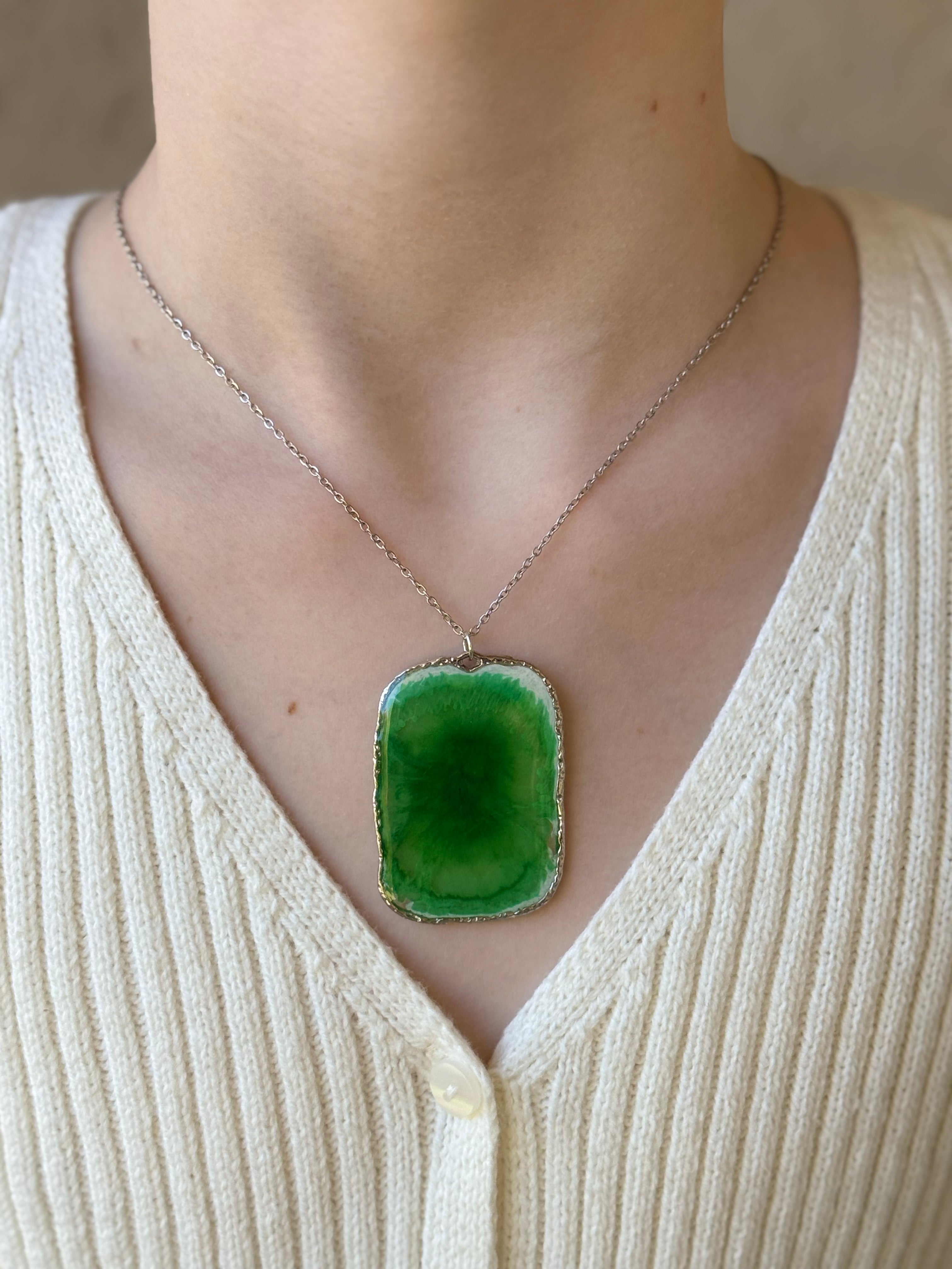 Mossy Swirl Silver Necklace