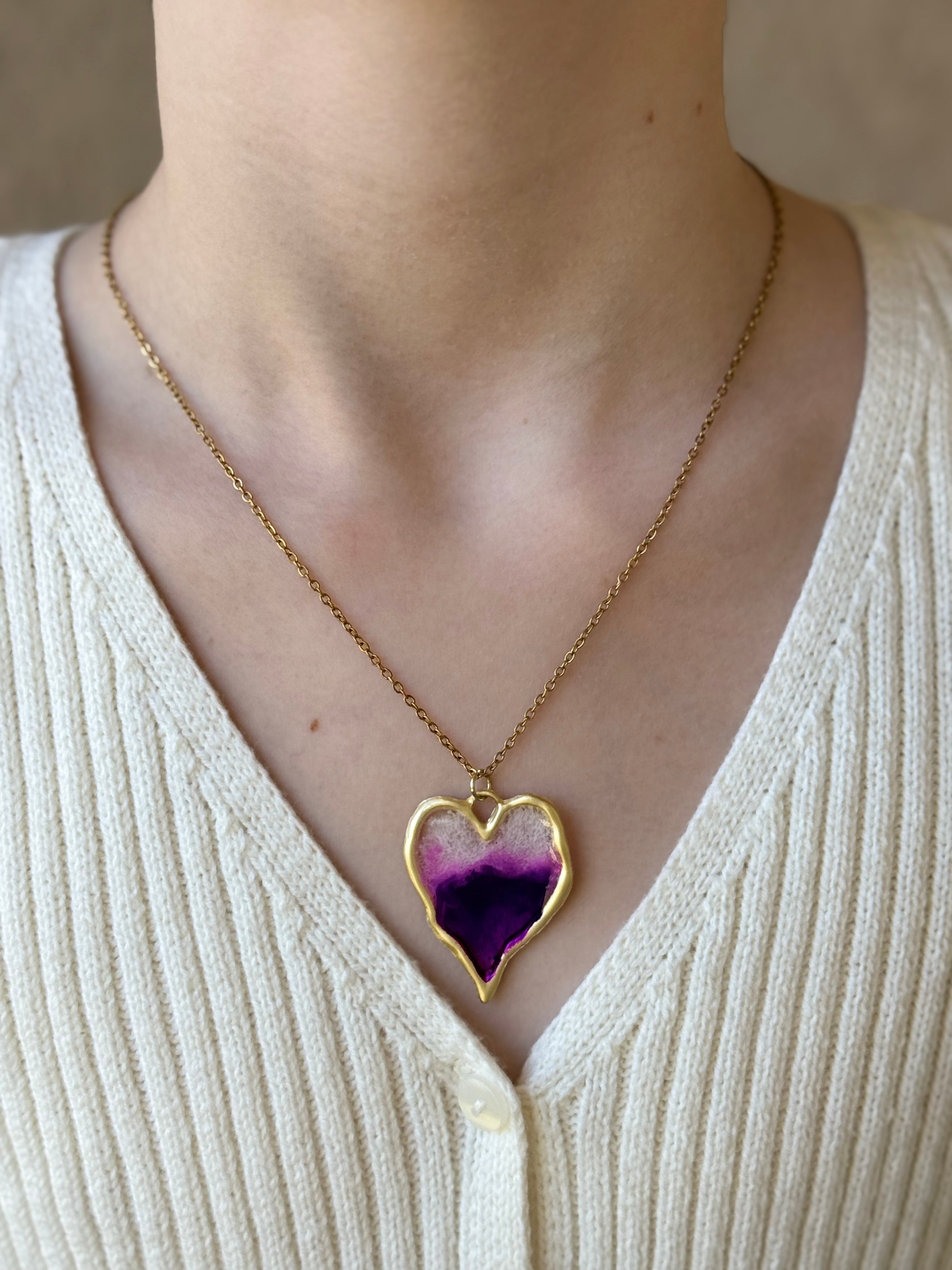 Purple Fluff Gold Necklace