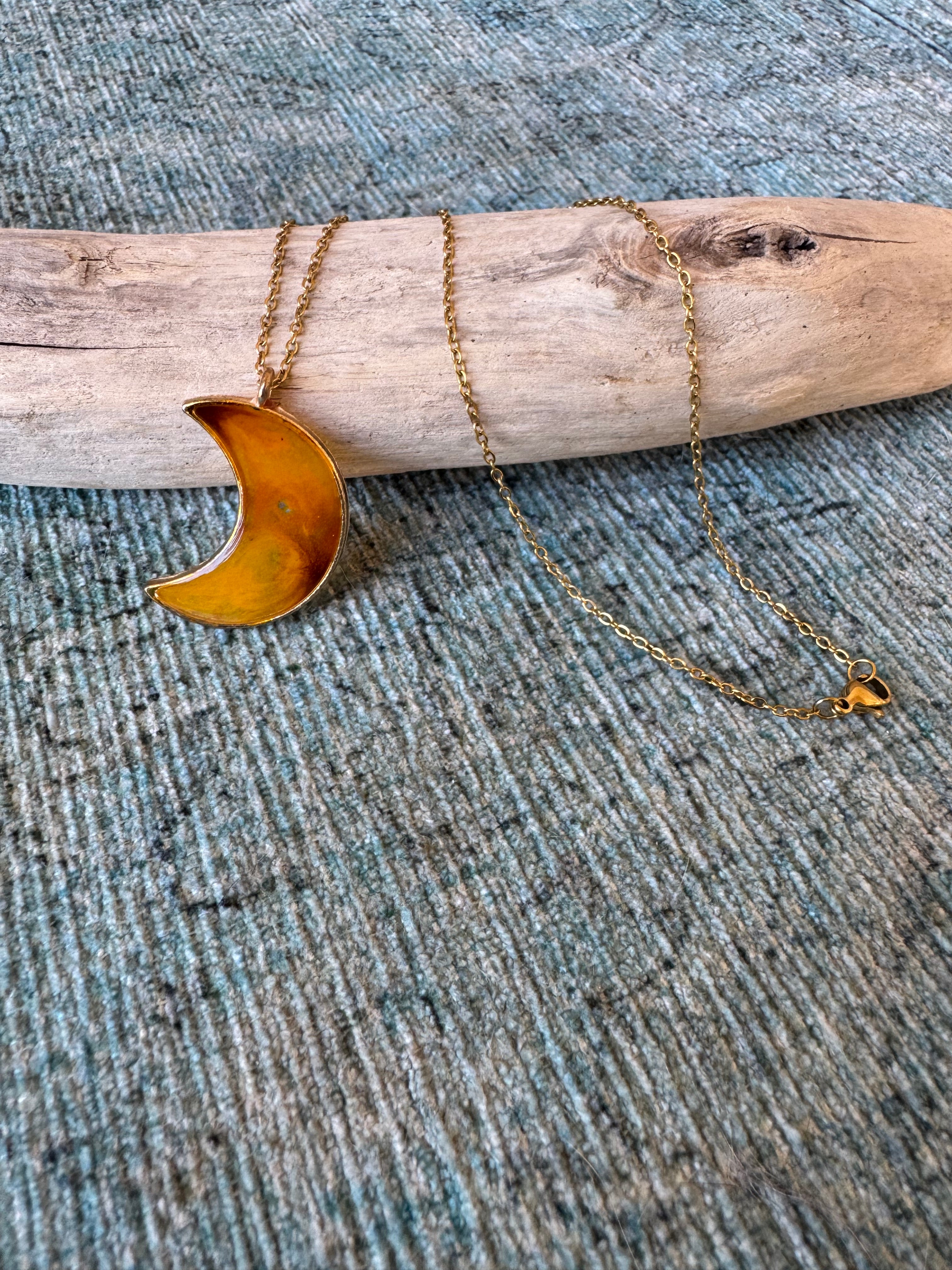 Yellow Crescent Gold Necklace