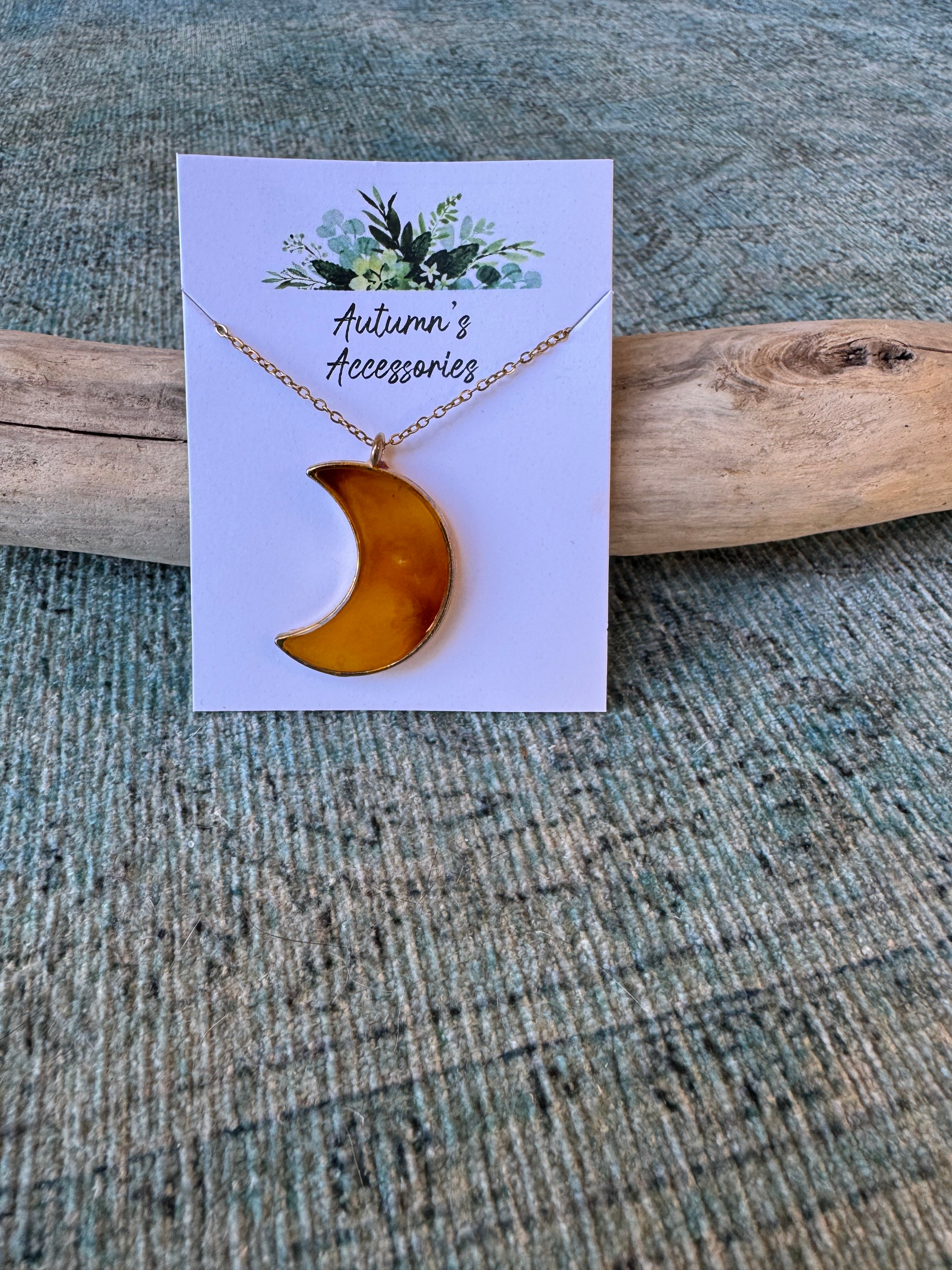 Yellow Crescent Gold Necklace